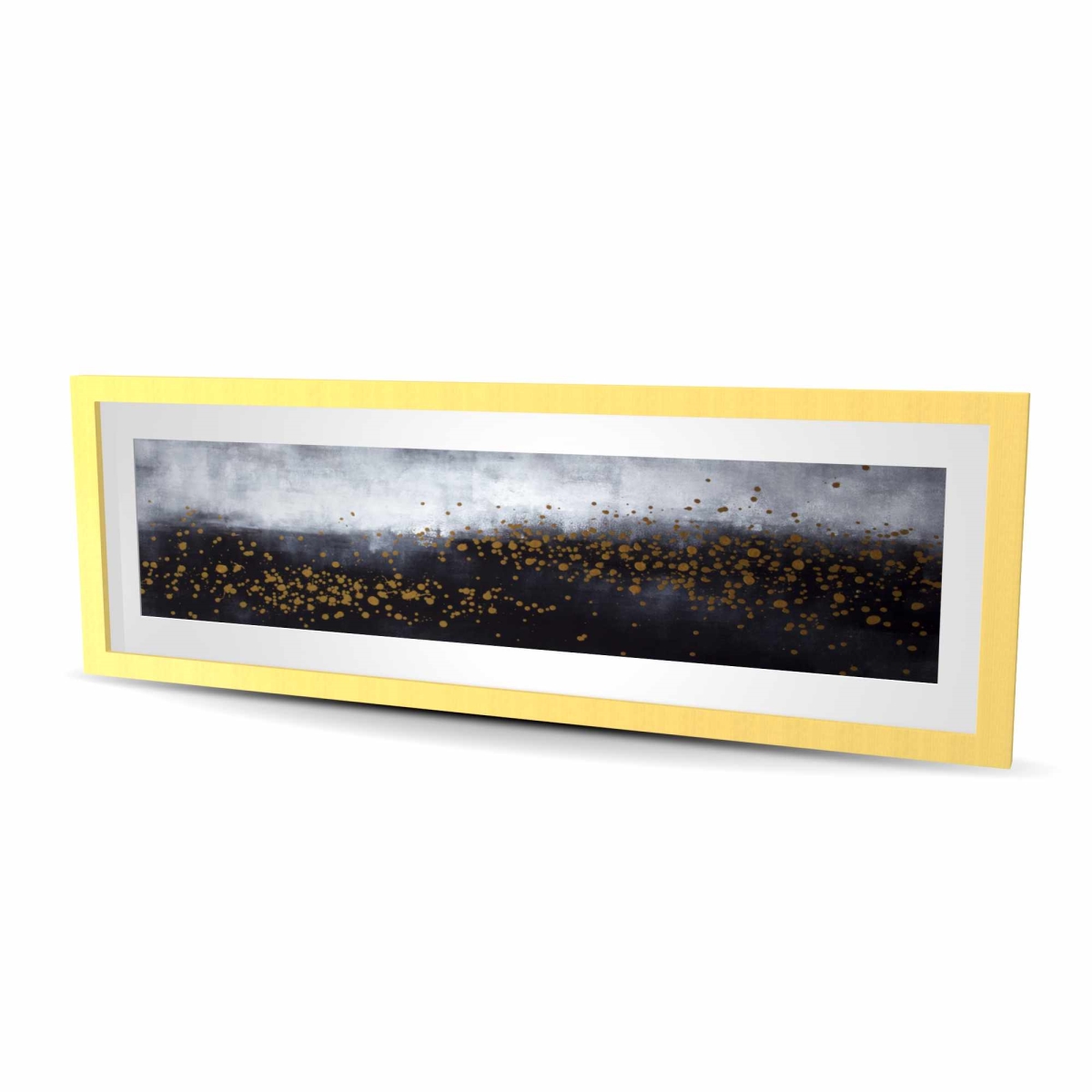 C1FM1648I82V24 16 x 48 in. Two Shades of Gray with Gold Dots - Framed Matted Print Wall Art