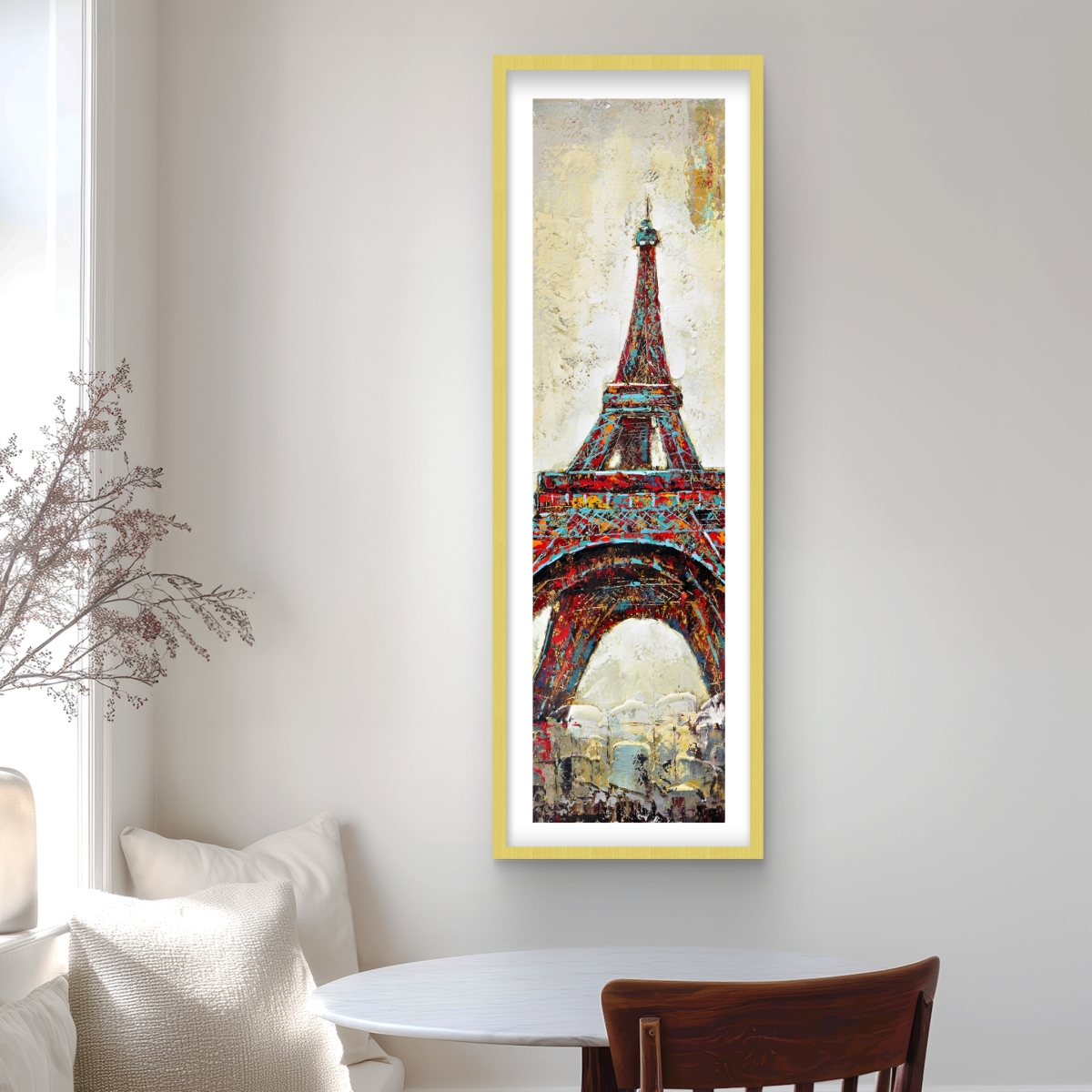 C1FM1648PS090M 16 x 48 in. Abstract Eiffel Tower - Framed Matted Print Wall Art for Home Decor