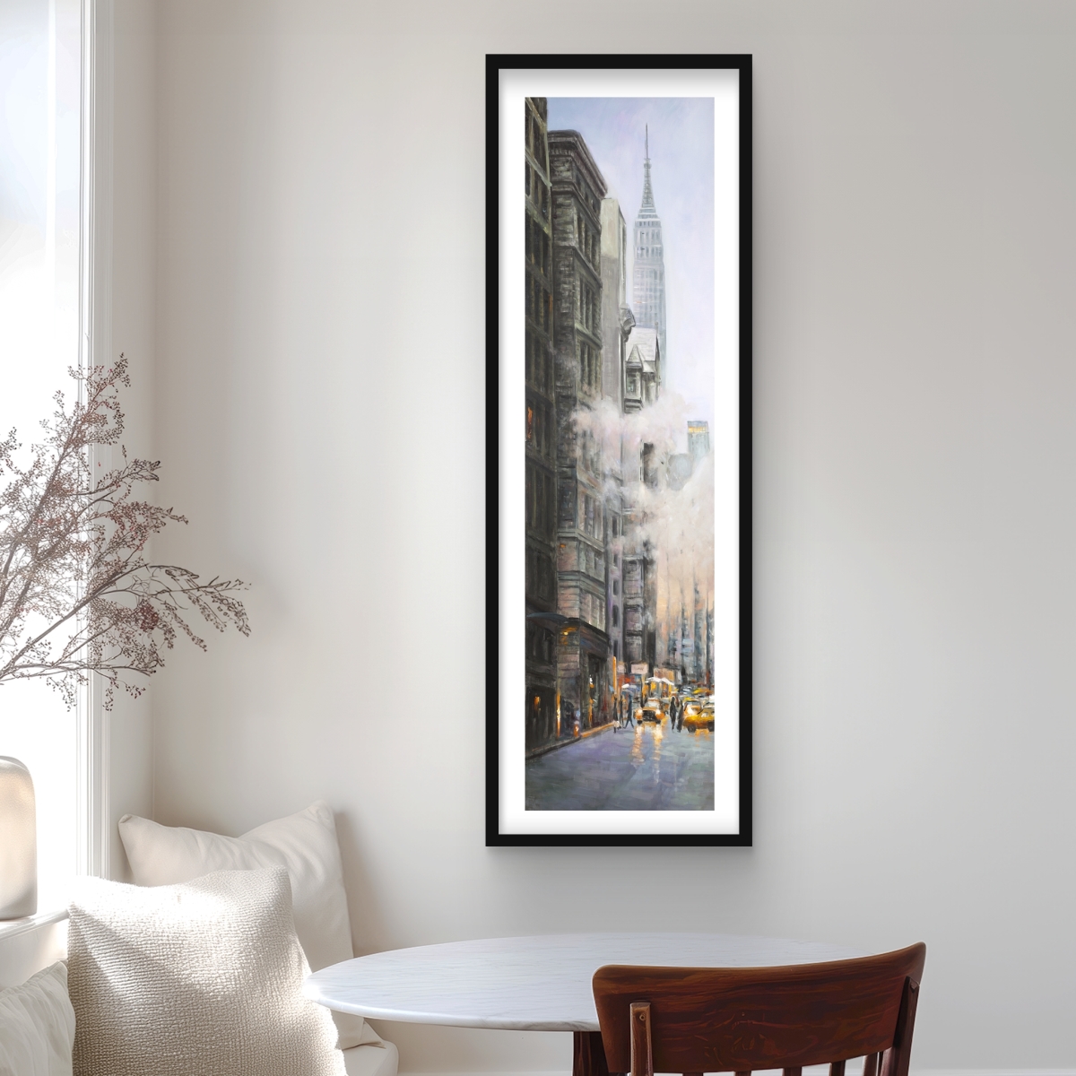 C1FM1648QXCO45 16 x 48 in. Morning in the Streets of York City - Gray Framed Print Wall Art