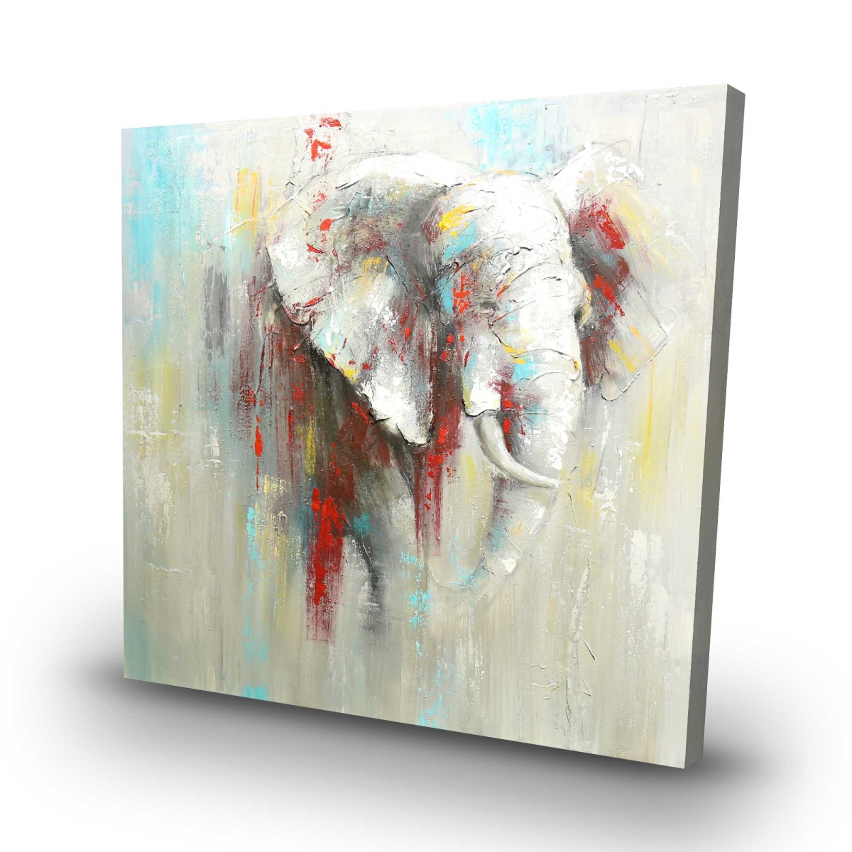 C1RC3232D7EGH0 32 x 32 in. Abstract Elephant with Paint Splash - African Red Canvas