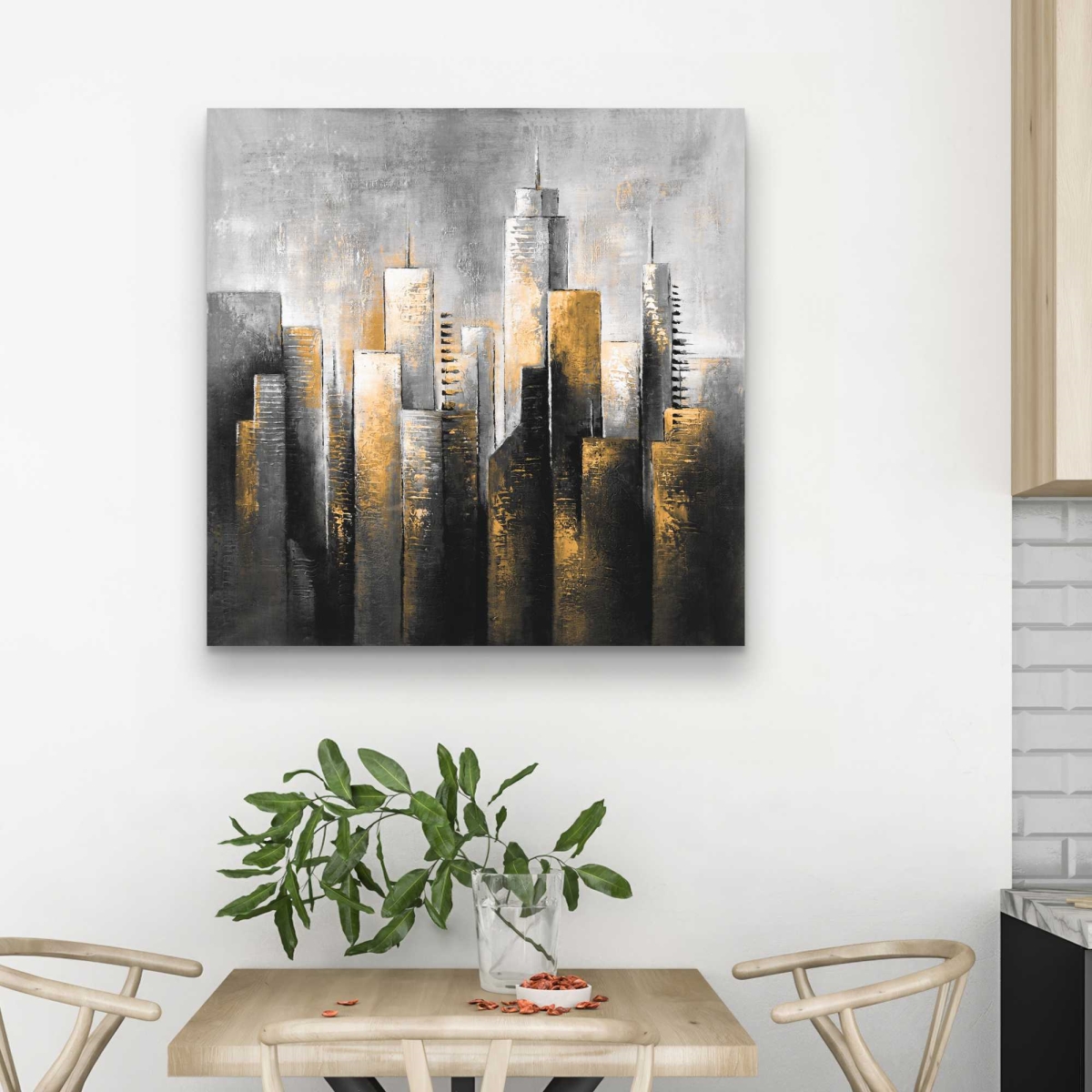 C1RC3232KD3R5Q 32 x 32 in. Abstract Skyline - Contemporary Abstract Canvas