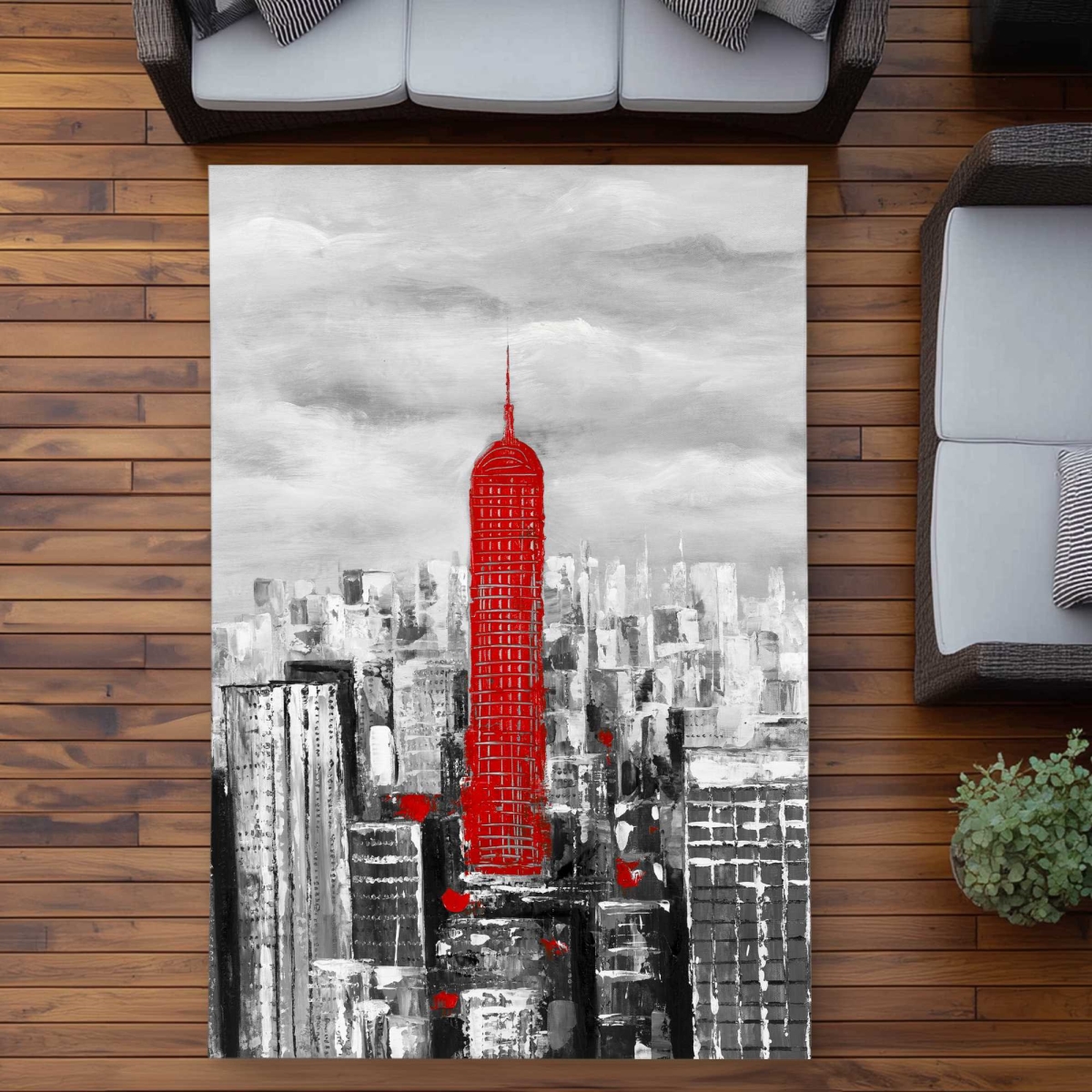C1ROAR57ME57LA 5 x 7 ft. Empire State Building Rectangle Area Rug - Industrial Black Outdoor Decor