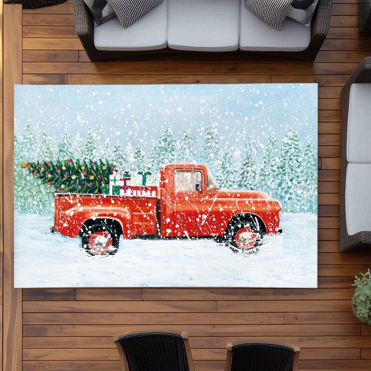 C1ROAR57NVHB0Z 5 x 7 ft. Christmas Tree Truck Rectangle Area Rug - Car Living Room Outdoor Decor