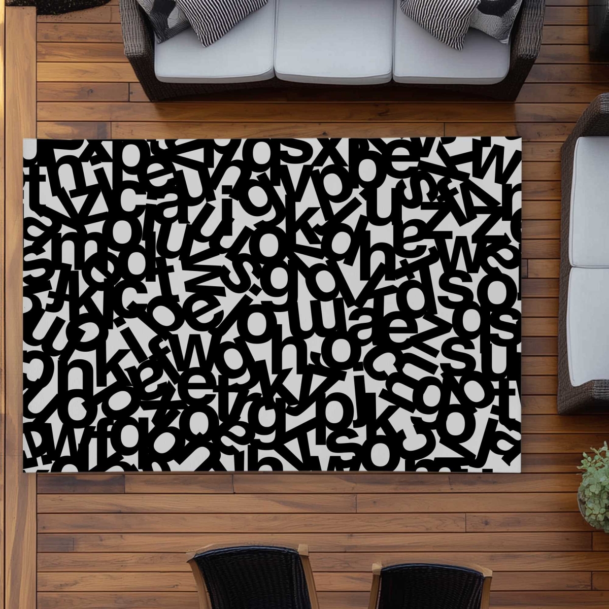 C1ROAR57UMZCC5 5 x 7 ft. Alphabet Gray Outdoor Rectangle Area Rug - Typo & Symbols Home Decor