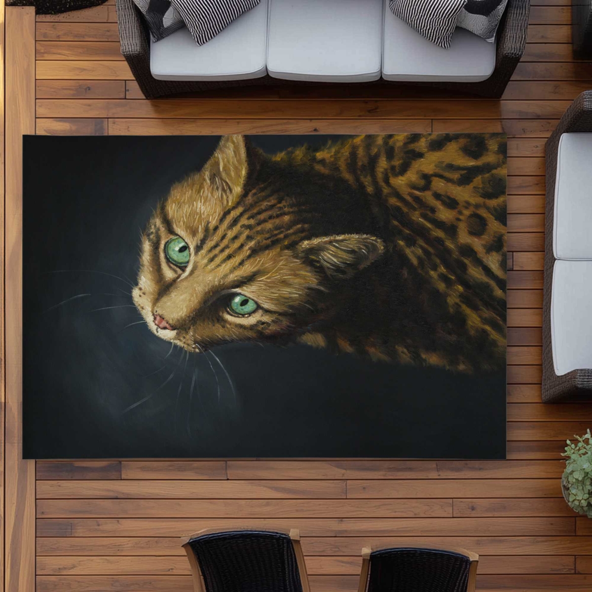 C1ROAR57VGOEPA 5 x 7 ft. Bengal Cat Rug - Hyperrealist Outdoor Rectangle Area Rug