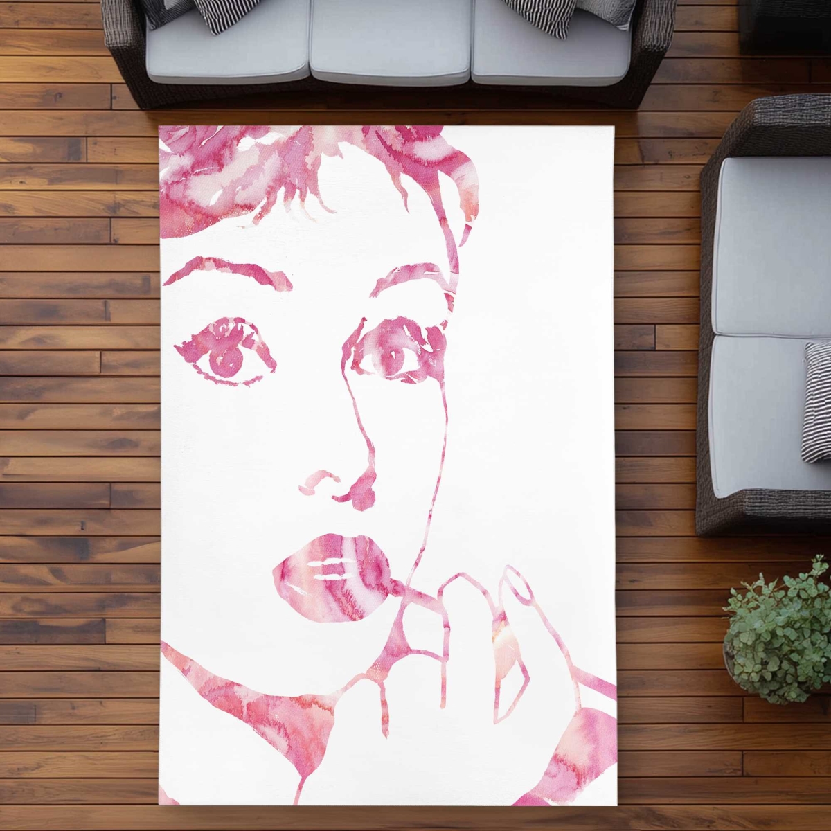 C1ROAR57ZG5FOT 5 x 7 ft. Glamor Audrey Hepburn Figurative Woman Outdoor Rectangle Area Rug