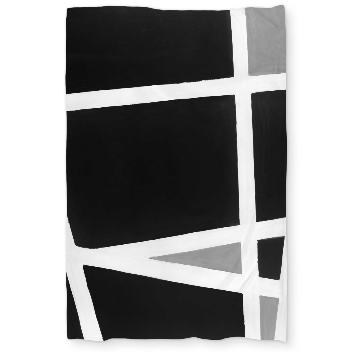 C1DCTXLWBYBXS7 Black & White Abstract Shapes - White Office Twin Size Extra Long Duvet Cover