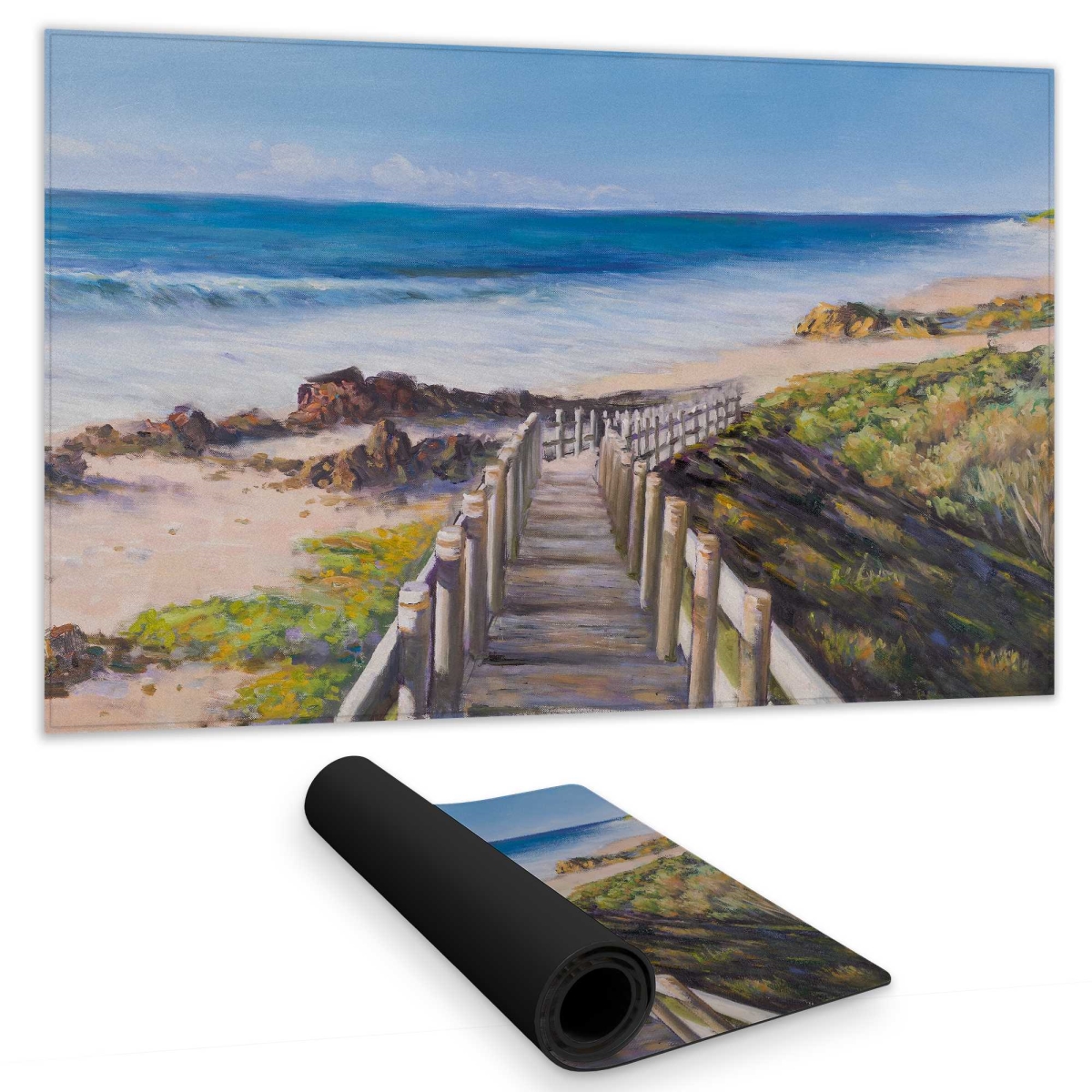 C1DM14240NYGA7 14 x 24 in. Walk to The Seaside - Brown Beach Gaming Desk Mat for Home Decor
