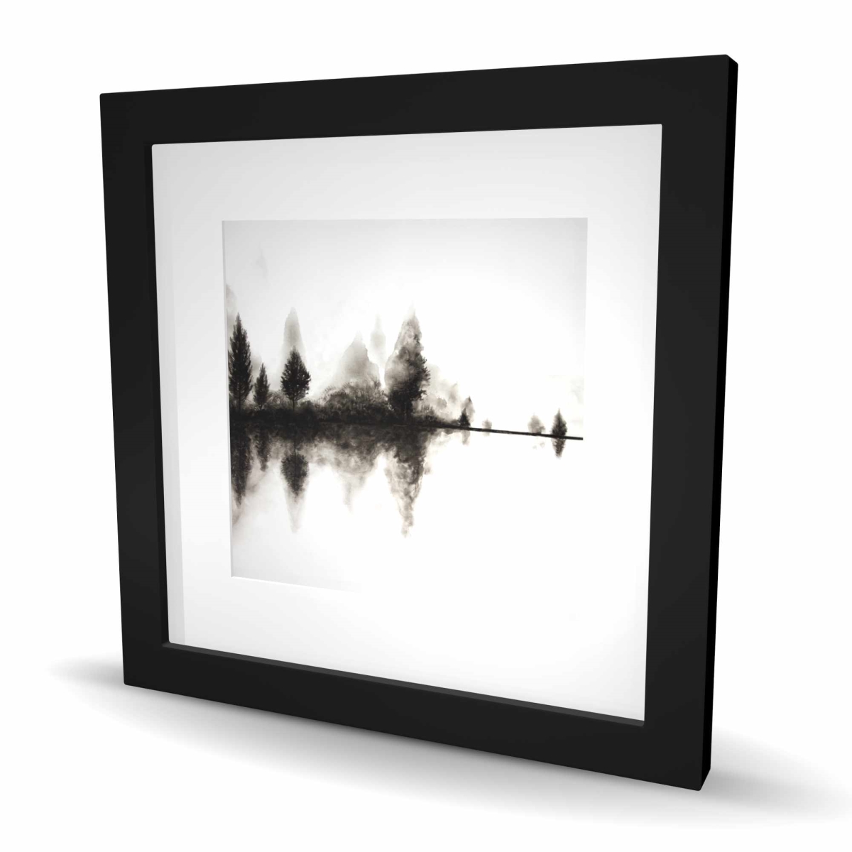 C1FM16169A8NBU 16 x 16 in. Reflection - Rustic Black Framed Matted Print Wall Art for Home Decor