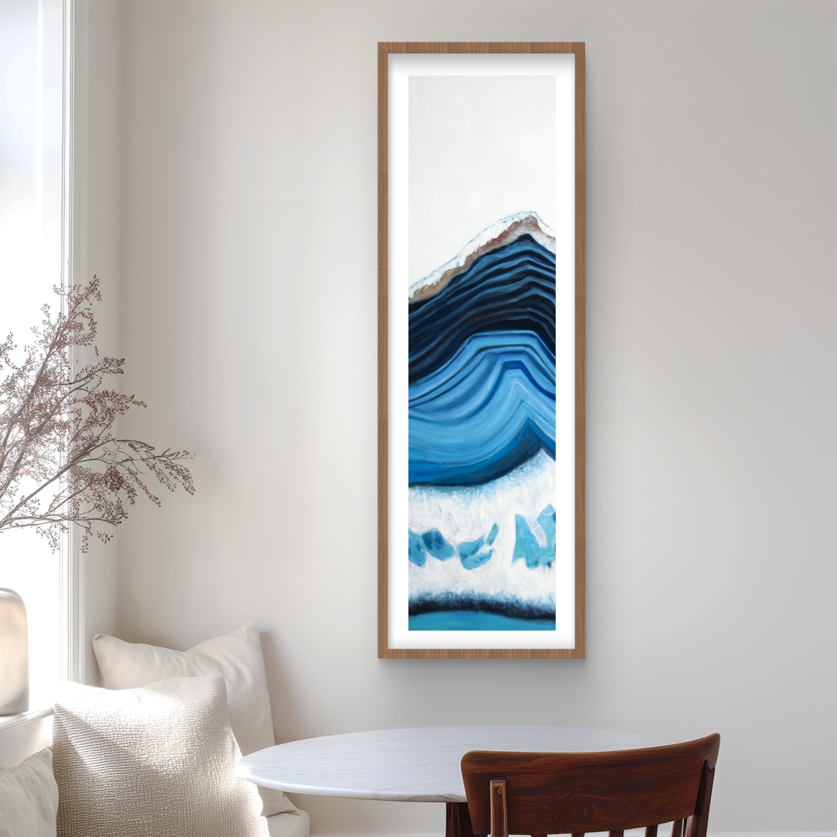C1FM1648DMLFMZ 16 x 48 in. Blue Geode Profile - Framed Matted Print Wall Art for Home Decor