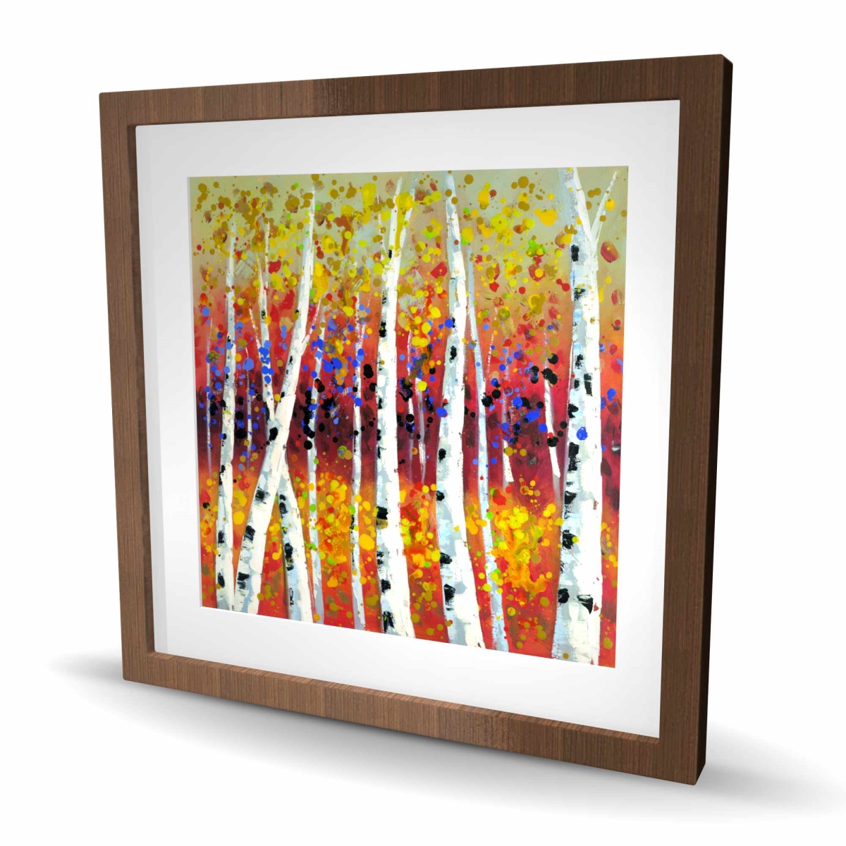 C1FM2424A716E1 24 x 24 in. Colored Birches - Contemporary Seasons Framed Matted Print Wall Art