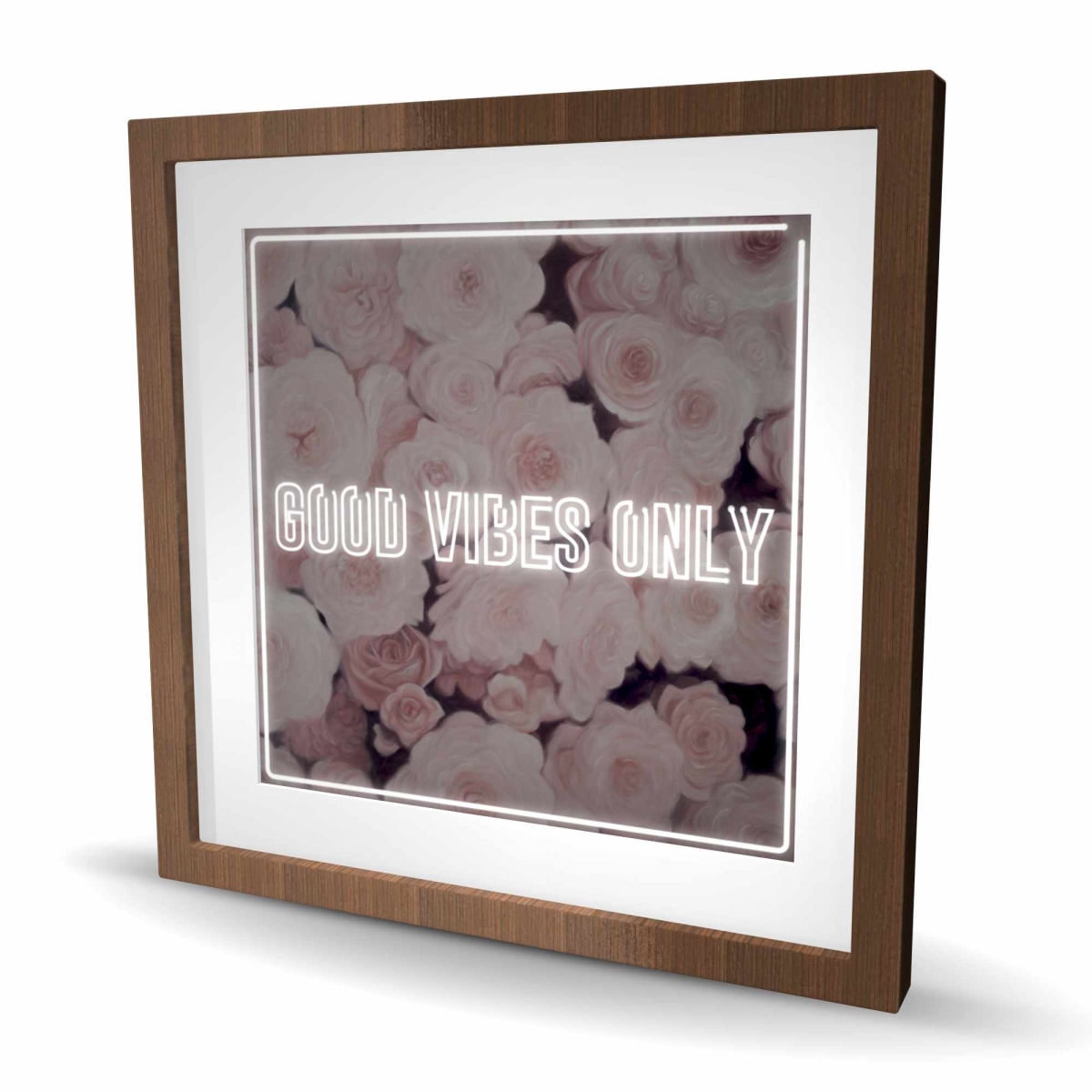 C1FM2424C8BSWD 24 x 24 in. Good Vibes Only - Pink Quotes Motivational Framed Print Wall Art