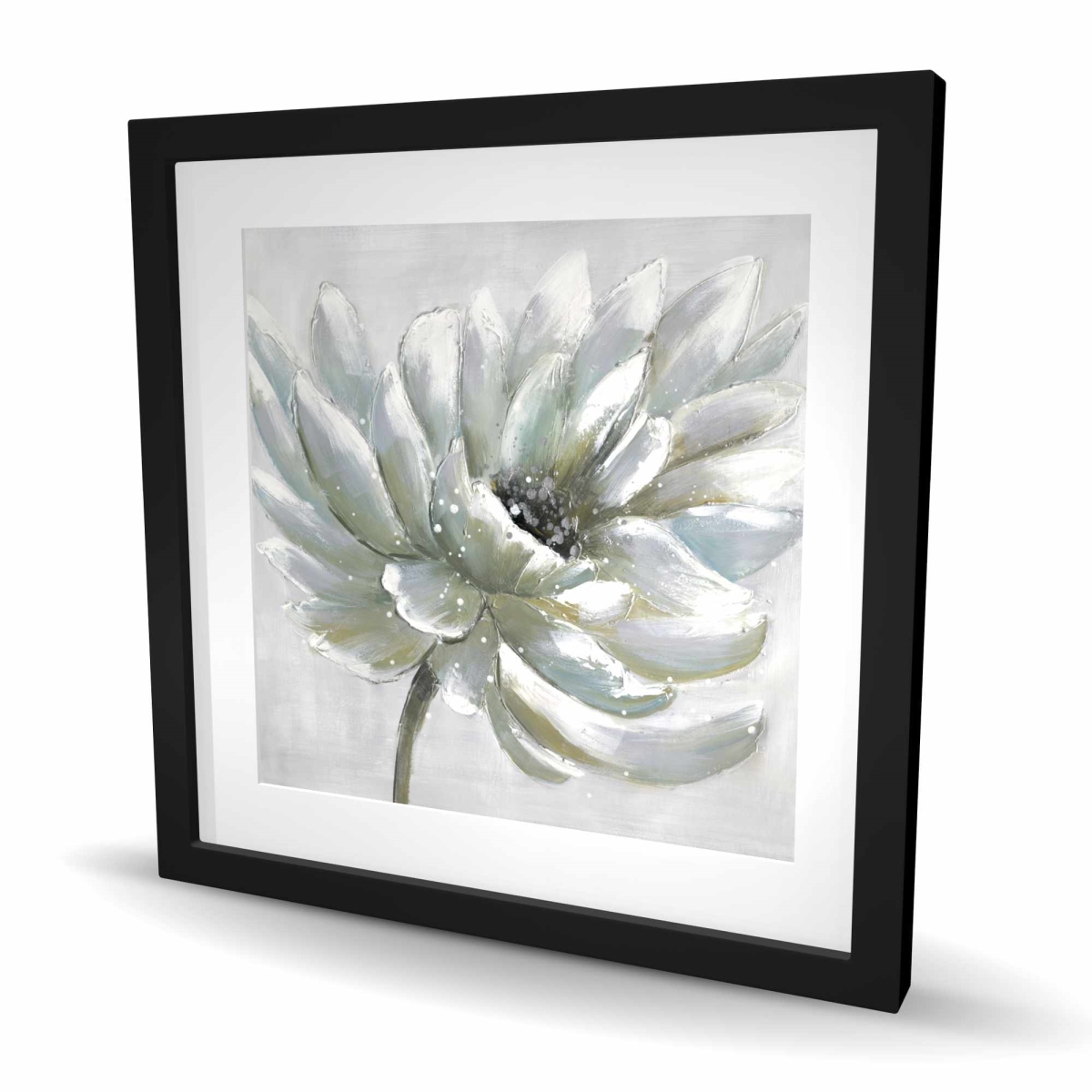 C1FM2424CCTVFZ White Chrysanthemum - Framed Matted Print Wall Art for Home Decor - 24 x 24 in.