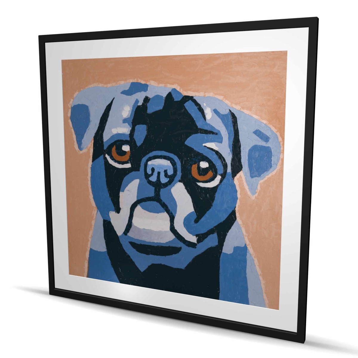 C1FM48486LPMDE 48 x 48 in. Flash the Pug - Framed Matted Print Wall Art - Home Decor Art
