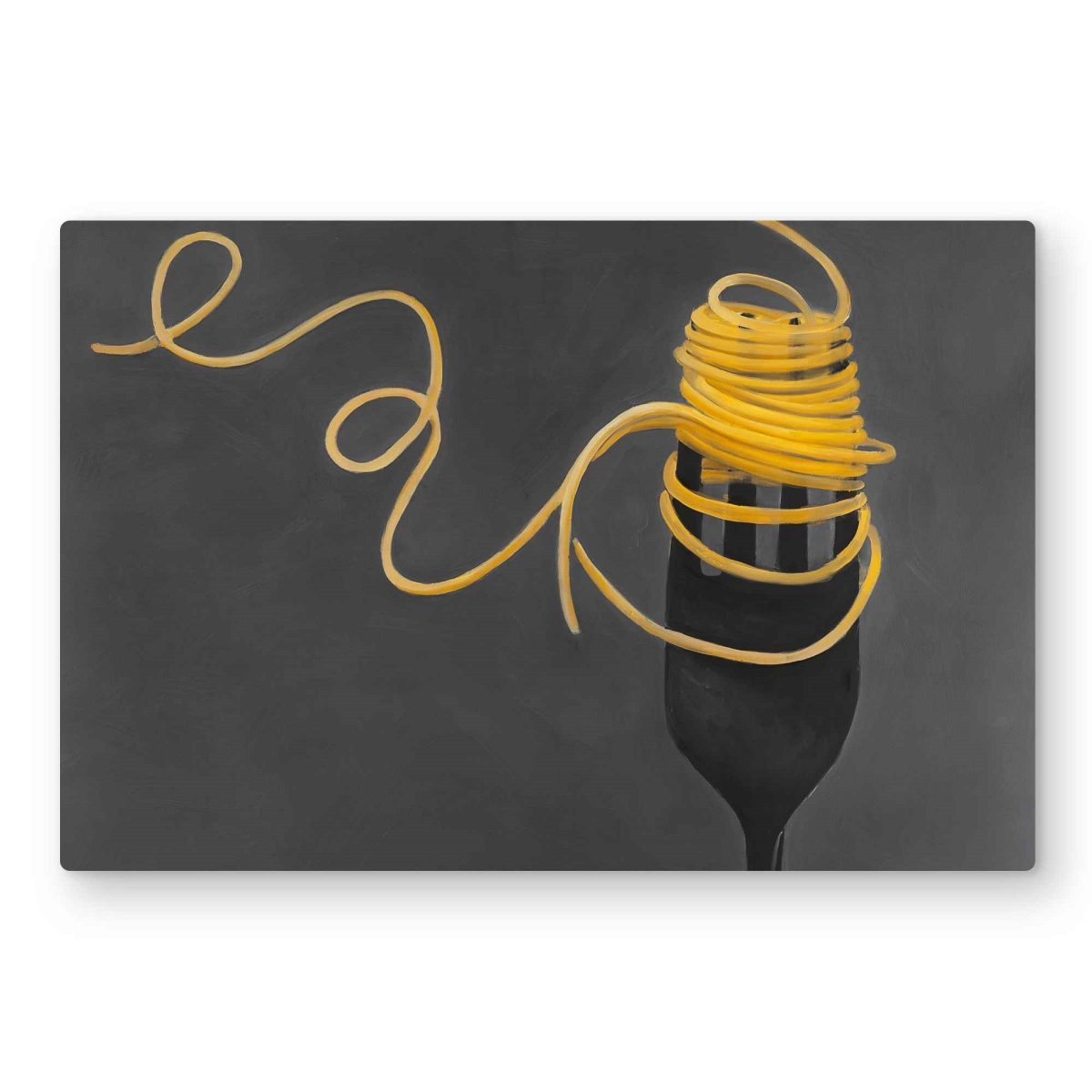 C1MP2030QT8OGL 20 x 30 in. Spaghetti Pasta Around A Fork Wall Art - Contemporary Gray Metal Print
