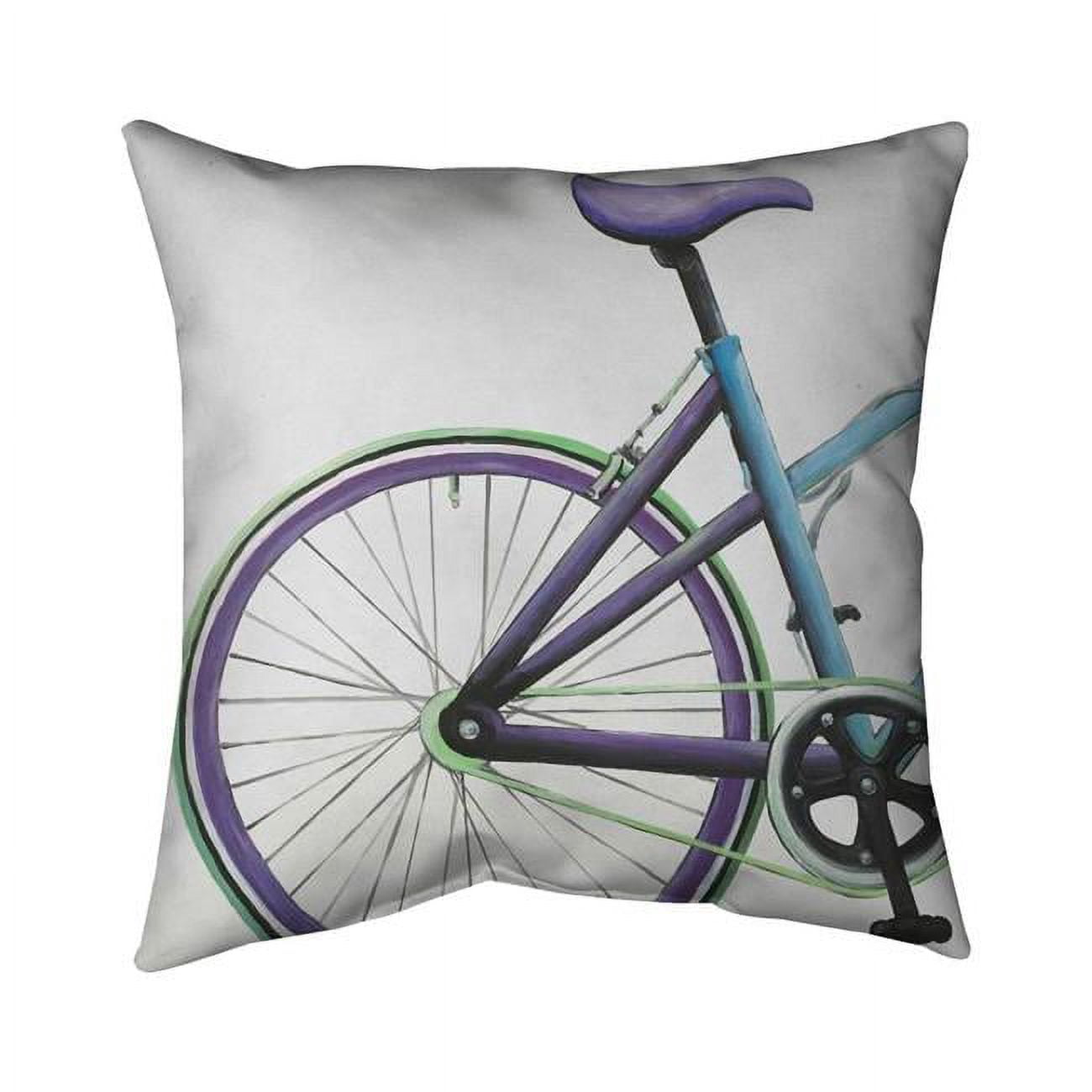 18 x 18 in. Blue & Purple Bike-Double Sided Print Outdoor Pillow Cover