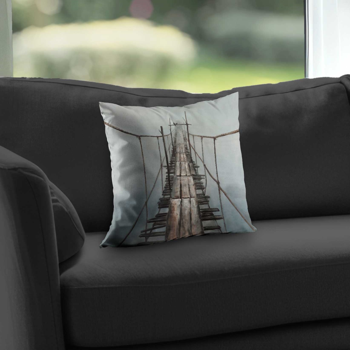 C1PC1414VKGYN3 14 x 14 in. Old Abandoned Bridge Throw - Bridge Bedroom Poly Twill Decor
