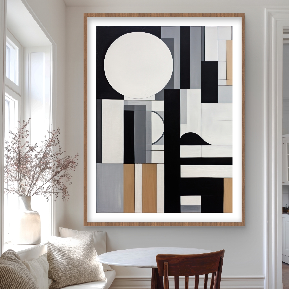 C1FM3648WBTMWG 36 x 48 in. Overload - Black Patterns Framed Matted Print Wall Art - Home Decor