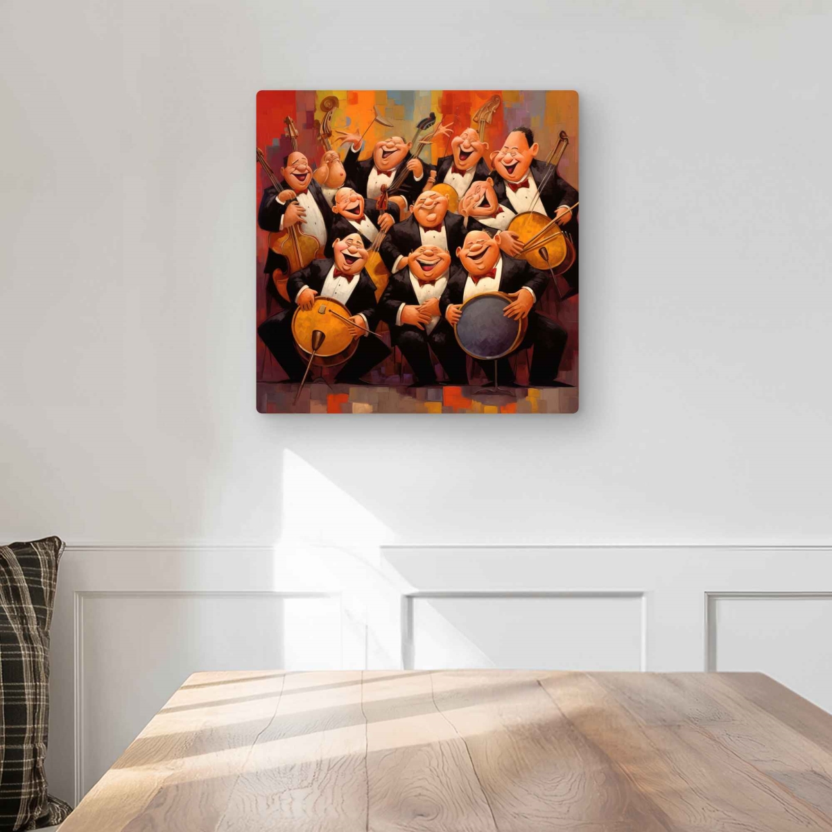 C1MP16169F24SY 16 x 16 in. Musical Joy - Orange Metal Print Wall Art for Home Decor - Unique Art