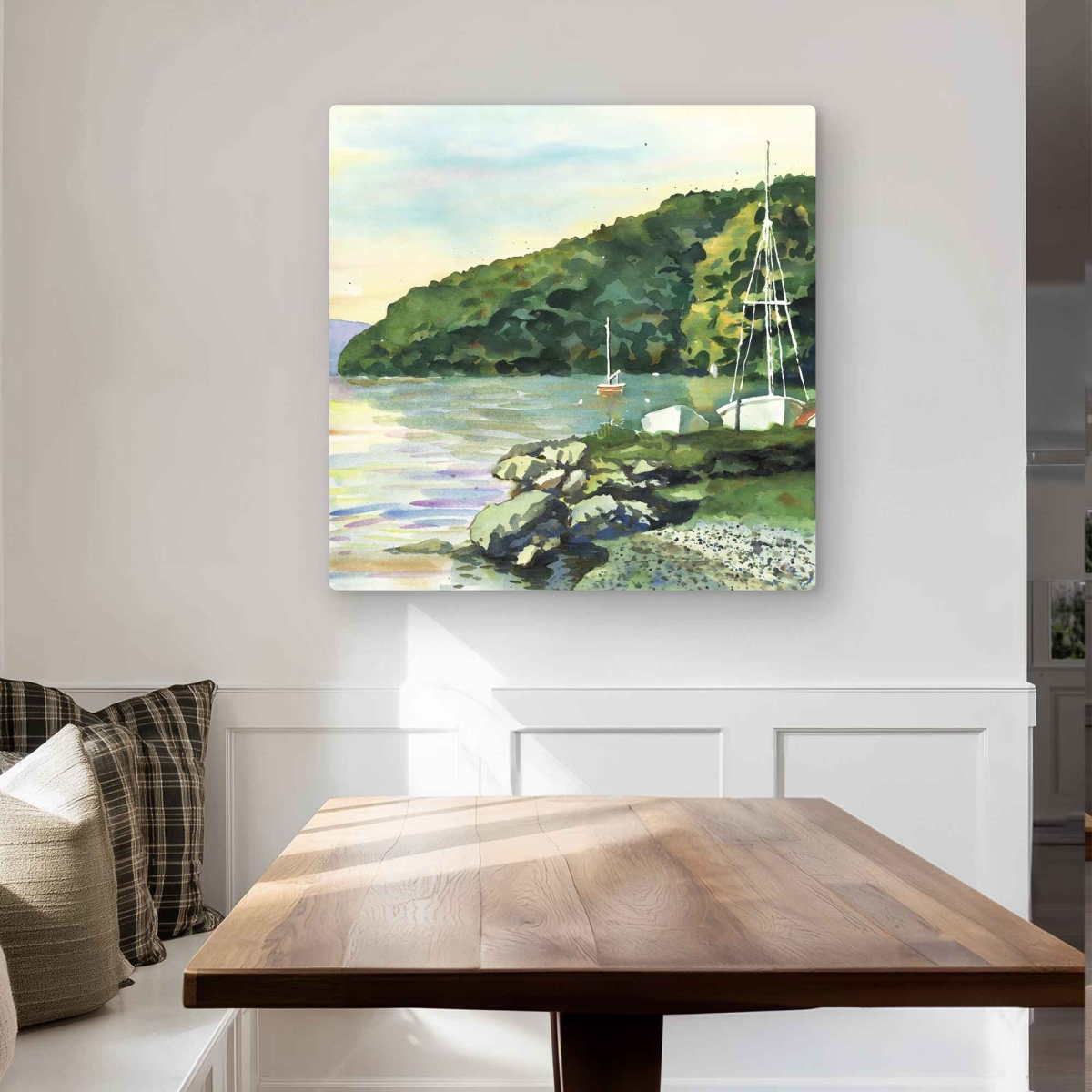 C1MP3232YH385S 32 x 32 in. Sailboat Day - Landscapes Beach Metal Print Wall Art for Home Decor