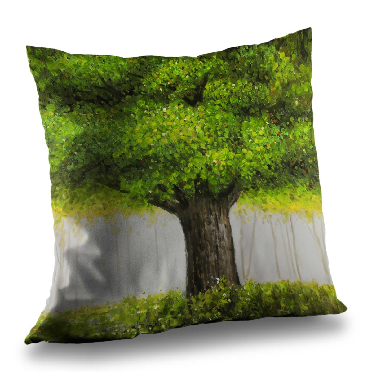 C1PC14140789BJ 14 x 14 in. Big Green Tree - Contemporary Trees Poly Twill Throw - Decor