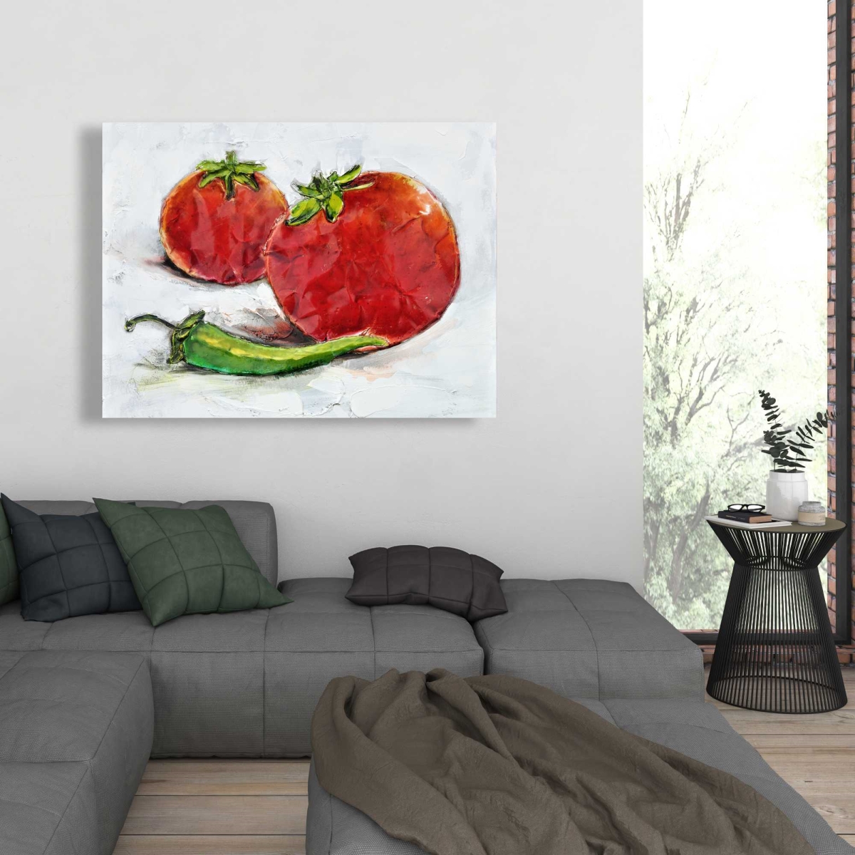 C1RC3648OL1YCF 36 x 48 in. Tomatoes with Jalapeno - Kitchen Green Canvas