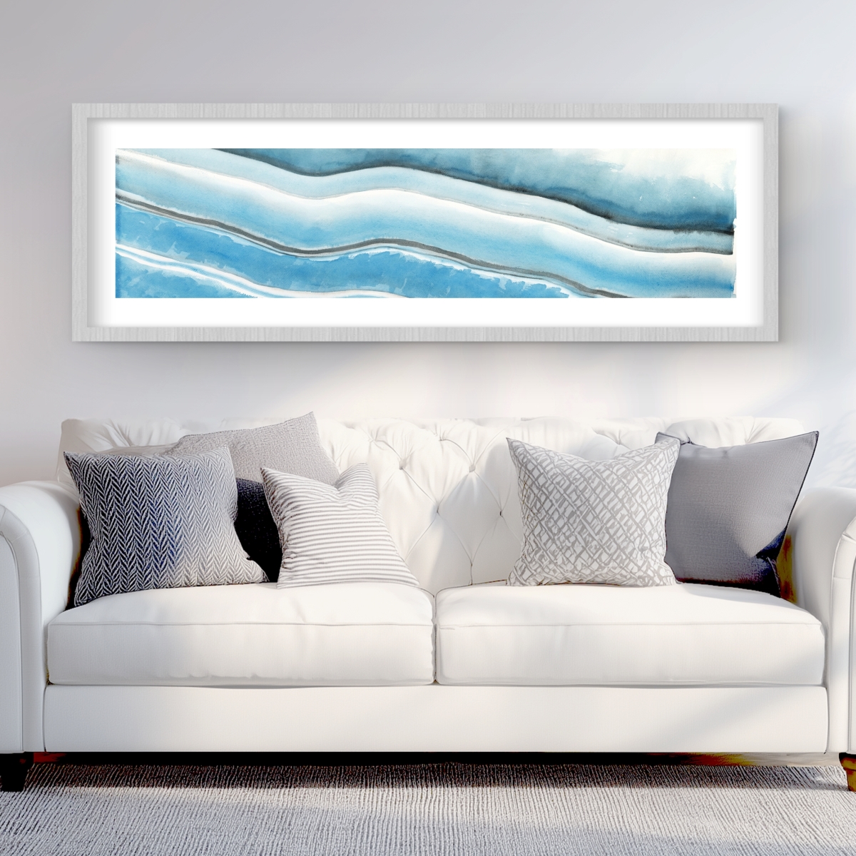 C1FM2060XAVNMM 20 x 60 in. Textured Geode - White Framed Matted Print Wall Art for Home Decor