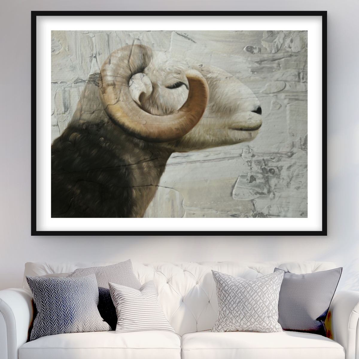 C1FM36486UKOME 36 x 48 in. Aries Beige Rustic Framed Matted Print Wall Art - Home Decor Accent