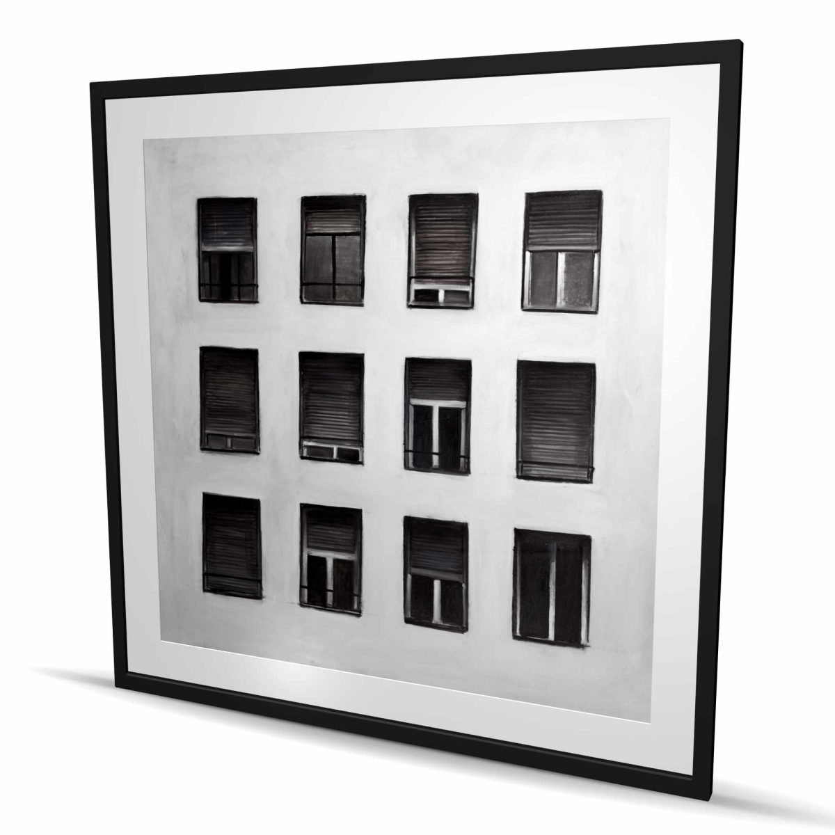 C1FM4848ZD1MAG 48 x 48 in. Windows - Architecture Gray Framed Matted Print Wall Art - Home Decor
