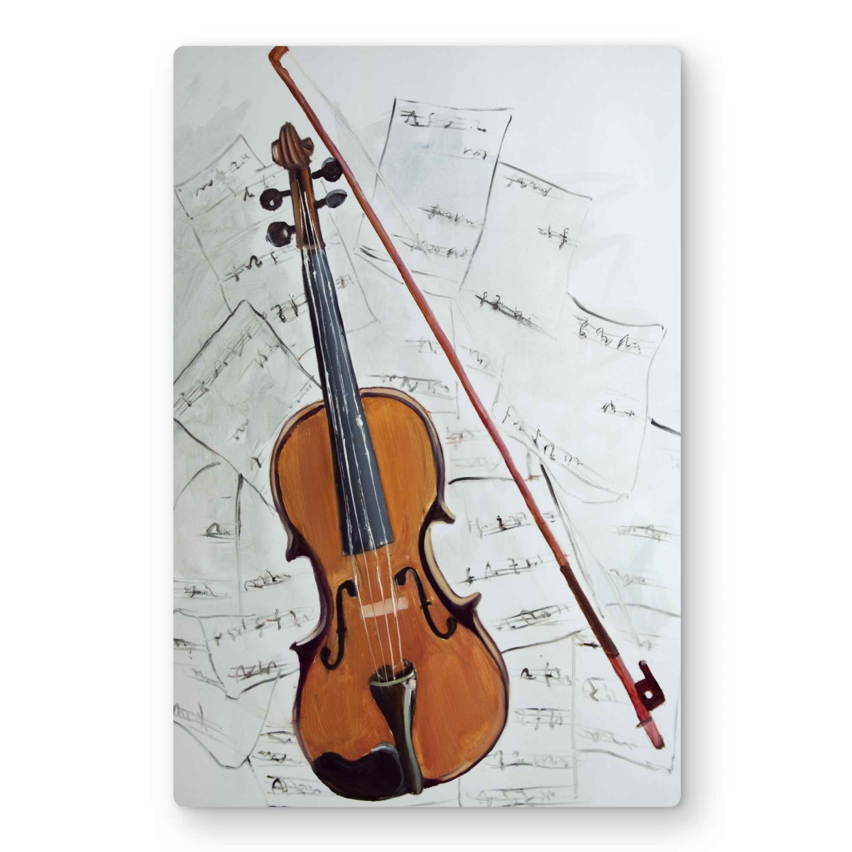 C1MP12182CFWOH 12 x 18 in. Violin On Music Sheet - Musical Metal Print Wall Art for Home Decor