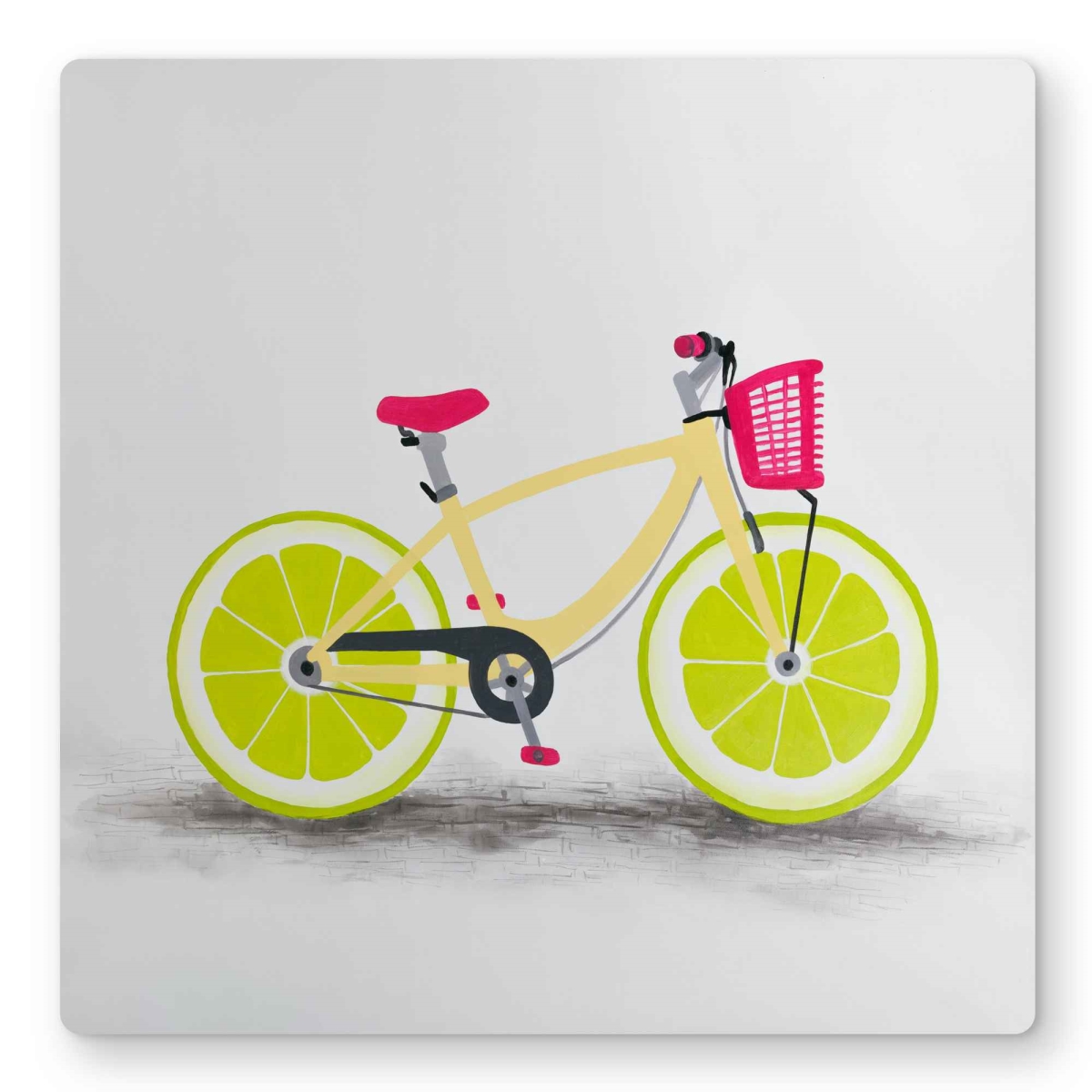 C1MP1616627ZI7 16 x 16 in. Lime Wheel Bike - Green Bedroom Metal Print Wall Art for Home Decor