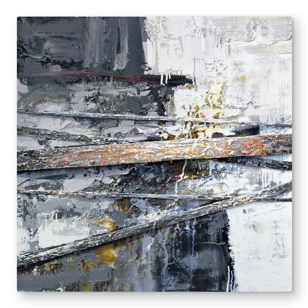 C1MP3232SWF1SE 32 x 32 in. Texturized Paint Splashing Stripes Wall Art - Abstract Metal Print