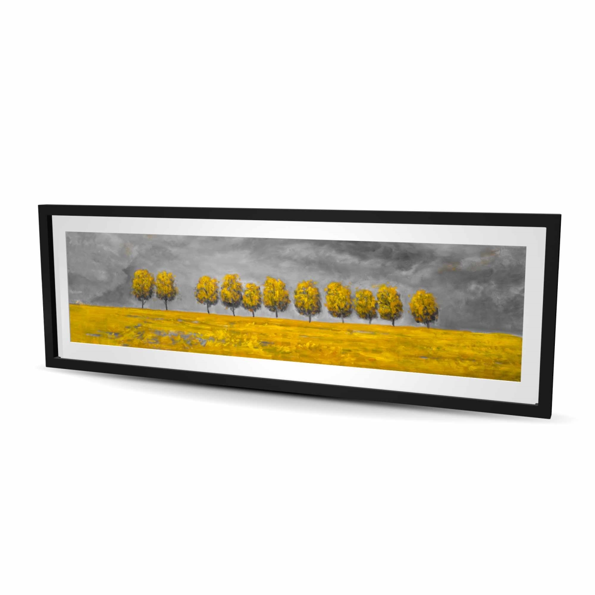 C1FM2060FDMKWS Trees in a Field - Yellow Framed Matted Print Wall Art for Home Decor - 20 x 60 in.