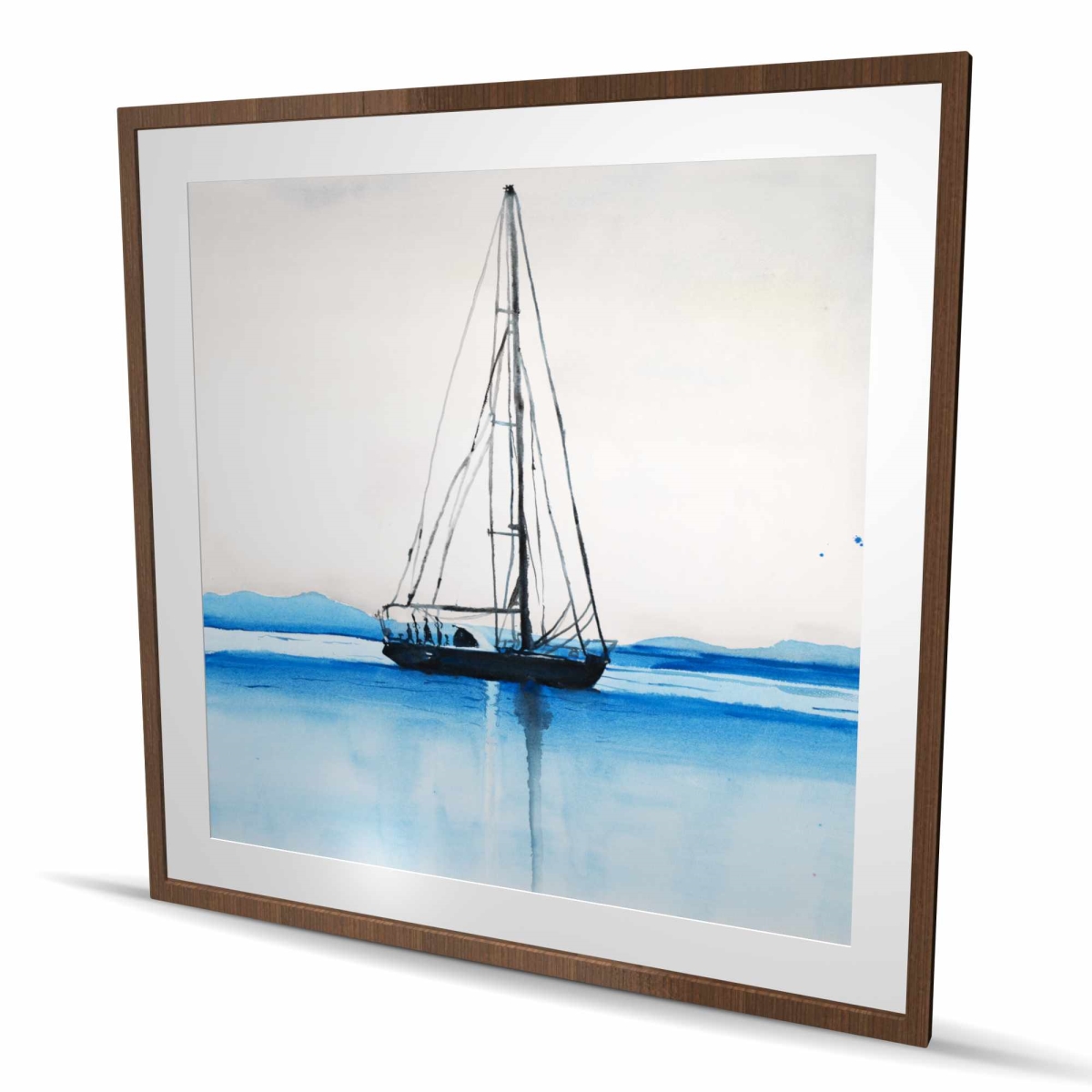 C1FM4848UFFCPP 48 x 48 in. Sailboat On Calm Water - Framed Matted Print Wall Art for Home Decor