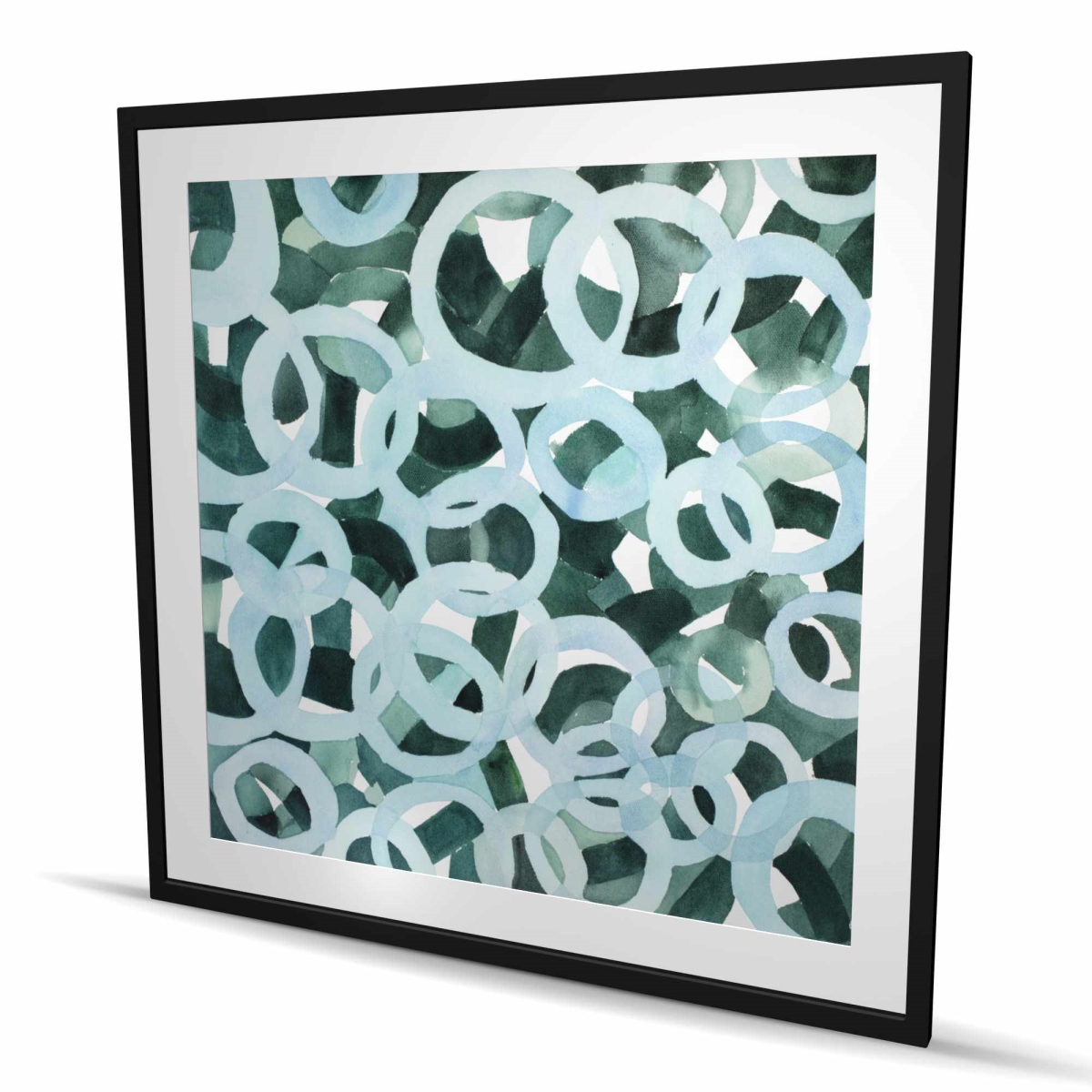 C1FM4848W2QLWG 48 x 48 in. Abstract Circles - Framed Matted Print Wall Art for Home Decor