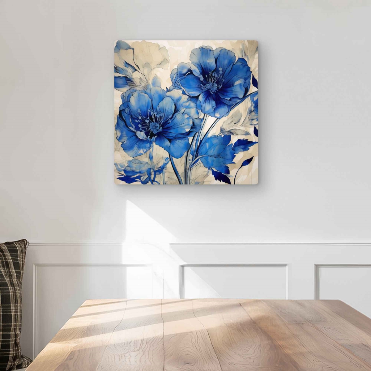 C1MP1616Y6PTMX 16 x 16 in. Flooded Flowers - Floral Black Metal Print Wall Art for Home Decor