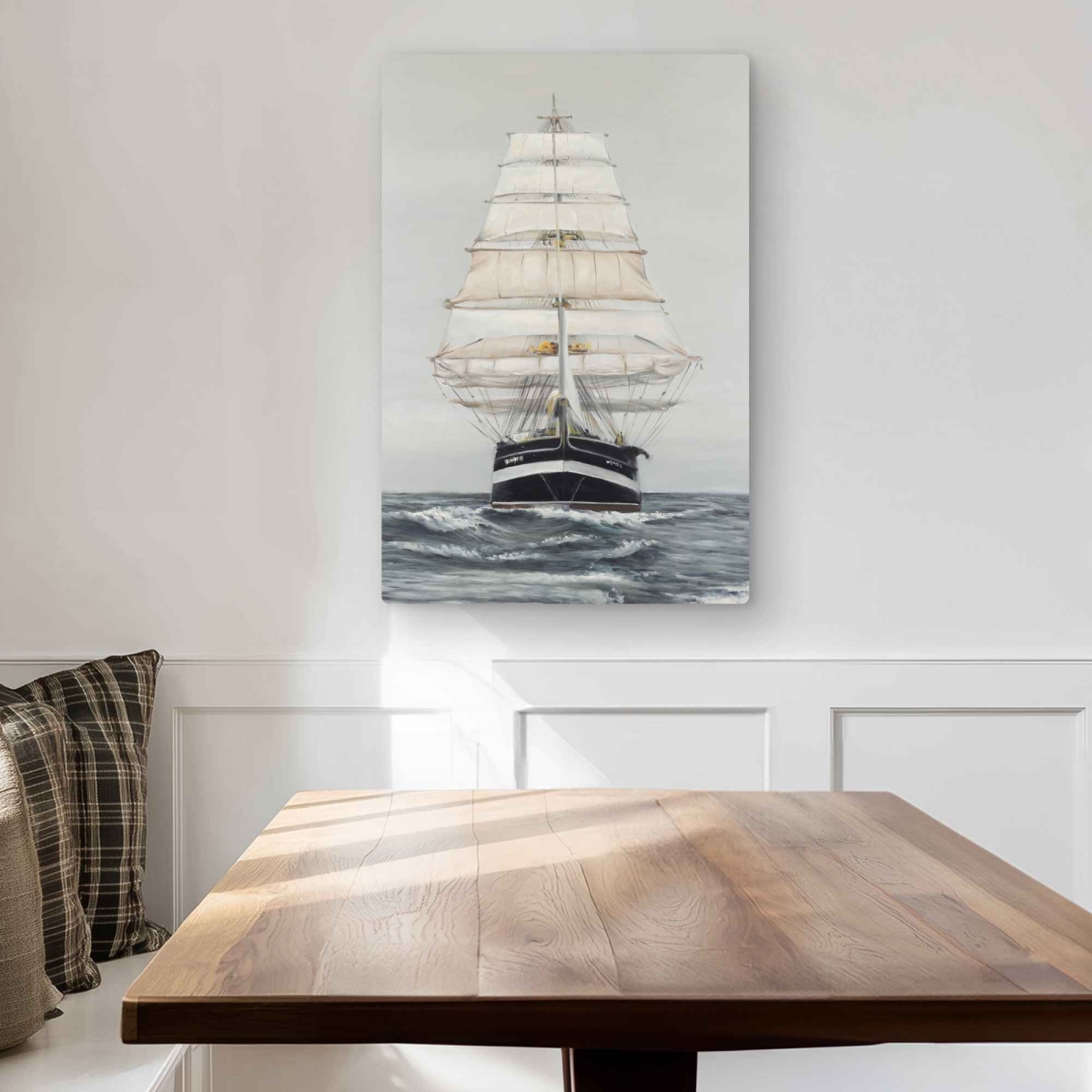 C1MP2030BMR3RR 20 x 30 in. Ship Gently Sailing by A Cloudy Day Wall Art - Boat Metal Print Decor