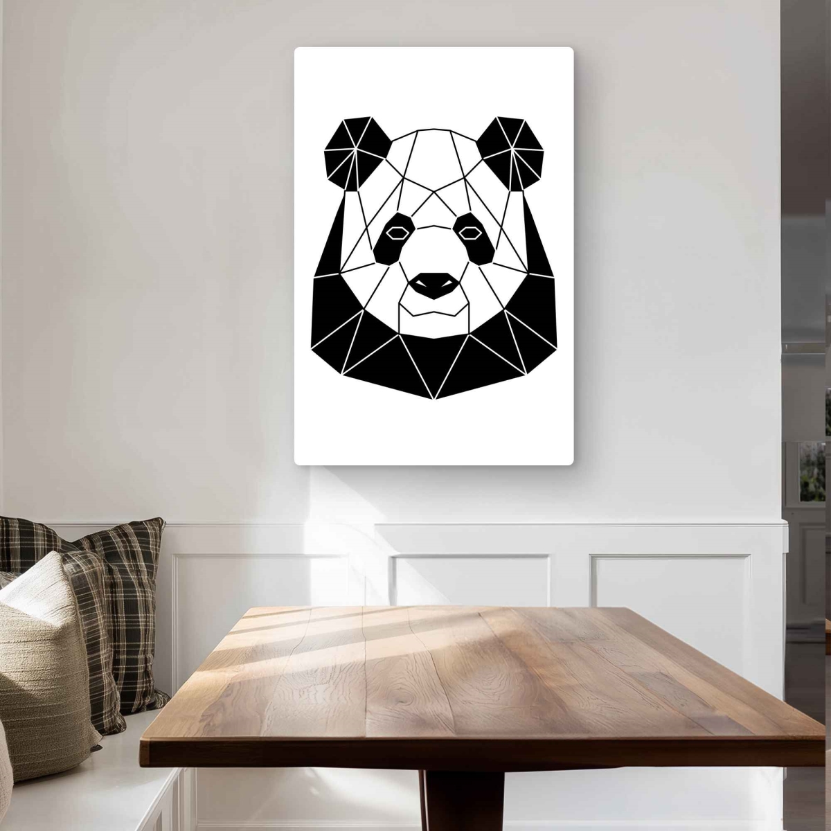 C1MP2436DWVUC9 24 x 36 in. Geometric Panda - White Metal Print Wall Art for Bedroom Decor