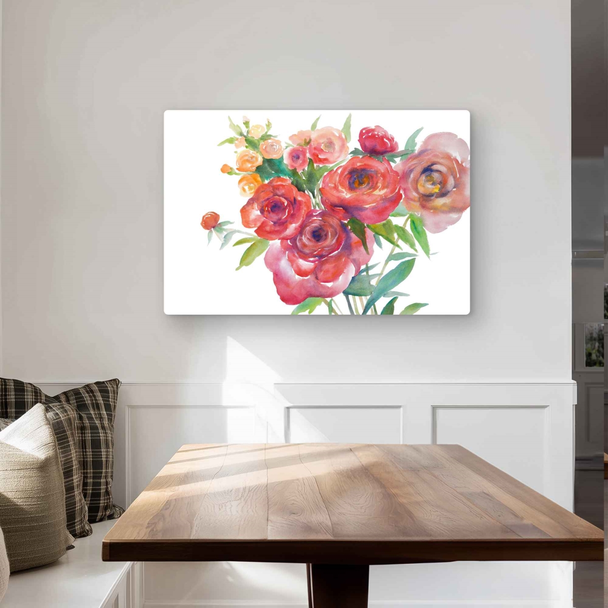 C1MP2436J1RUAD 24 x 36 in. Watercolor Bouquet of Flowers Wall Art - Pink Metal Print