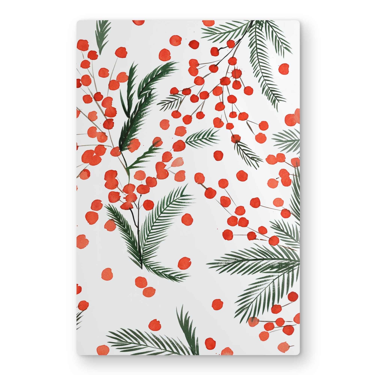 C1MP2436JD5QNI 24 x 36 in. Mistletoe Leaf Pattern - Seasons Red Metal Print Wall Art for Decor