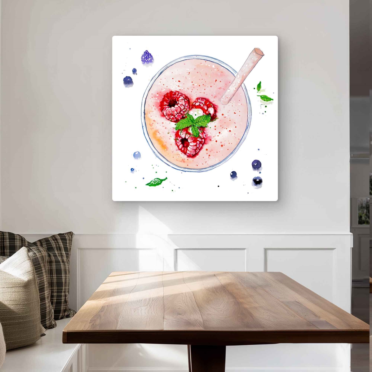 C1MP3232LZ4X14 32 x 32 in. Strawberry & Raspberry Smoothie Wall Art - Red Metal Print