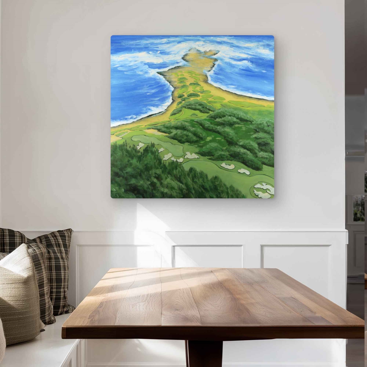 C1MP3232NP34FE 32 x 32 in. Golf Course on the Coast Wall Art - Satellite View Bedroom Metal Print