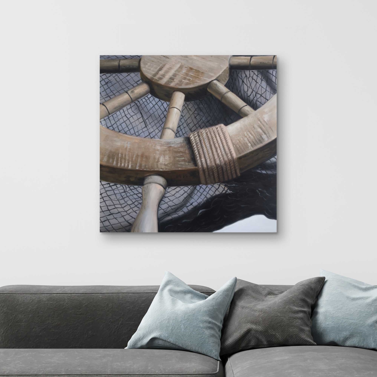 C1RC3232A0V4KA 32 x 32 in. Helm on Fishing Net Closeup - Still Life Brown Canvas Decor
