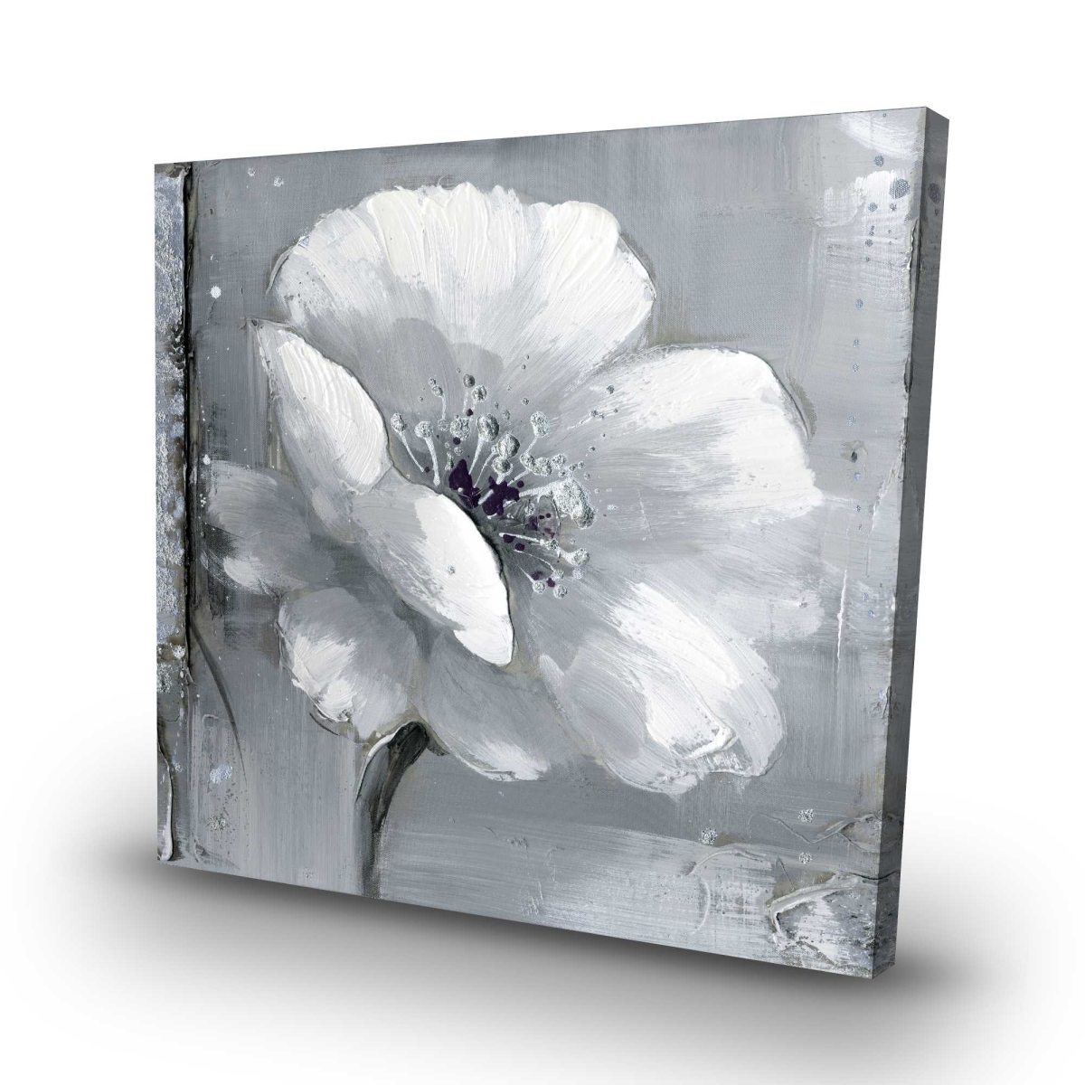 C1RC3232H9SI4C 32 x 32 in. Gray & White Flowers - Modern Botanical Canvas