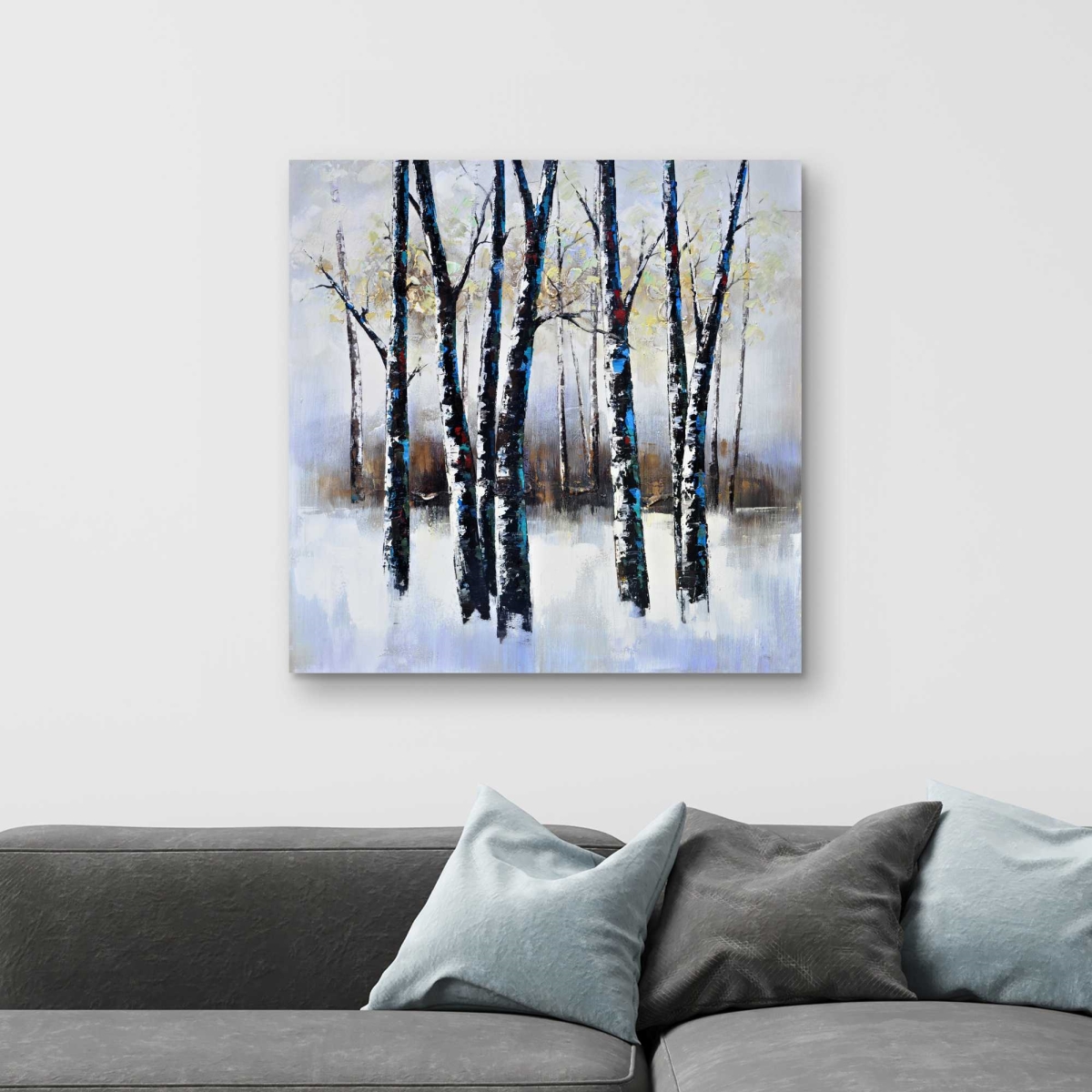 C1RC3232LWUCS5 32 x 32 in. Frosted Trees - Blue Office Canvas - Art Prints