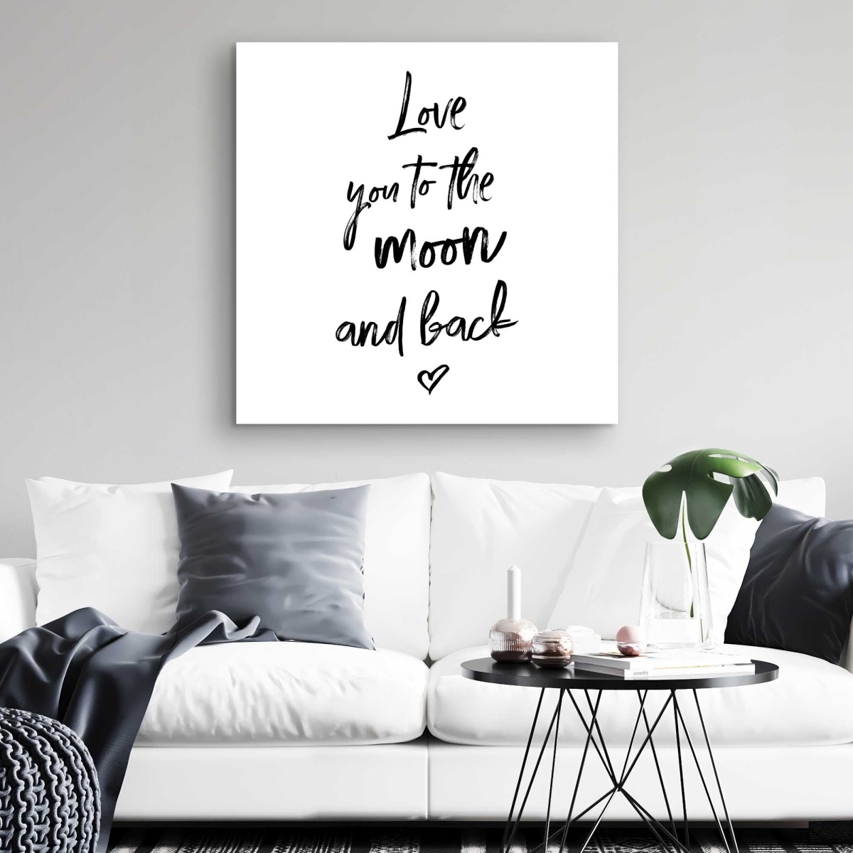 C1RC3232MEAXGX 32 x 32 in. Love You to The Moon & Back - Scandinavian Black Canvas