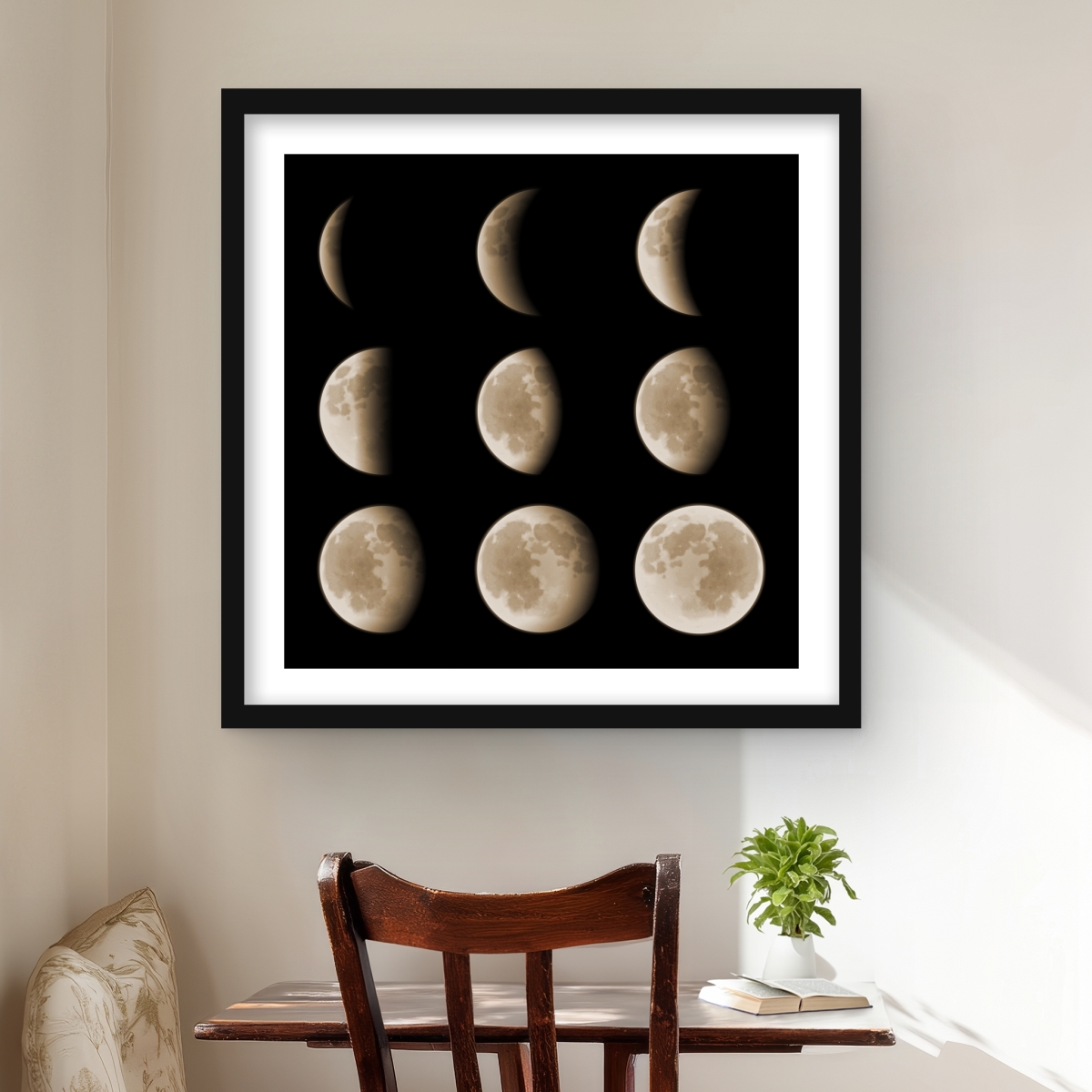 C1FM2424KI3ADC 24 x 24 in. Eclipse In Nine Phases - Modern Framed Print Wall Art - Home Decor