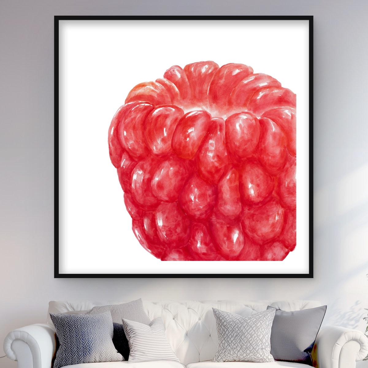 C1FM4848M6XG63 48 x 48 in. Raspberry - Kitchen Red Framed Matted Print Wall Art for Home Decor