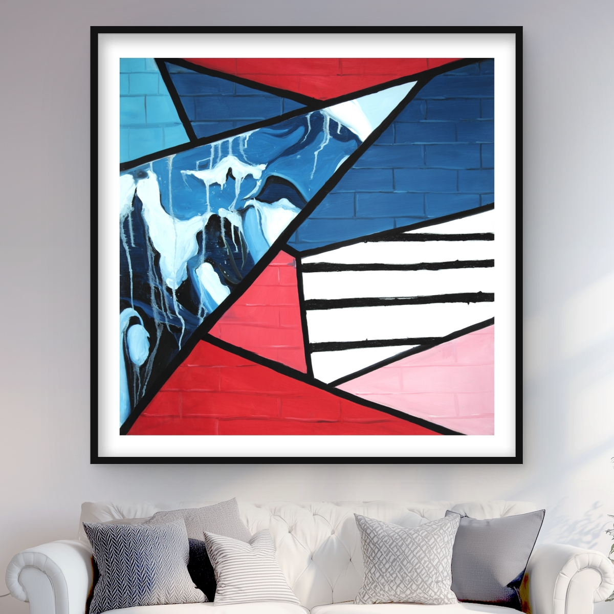 C1FM4848PP6Q3N 48 x 48 in. Diagonal Unity - Red Office Framed Matted Print Wall Art - Home Decor