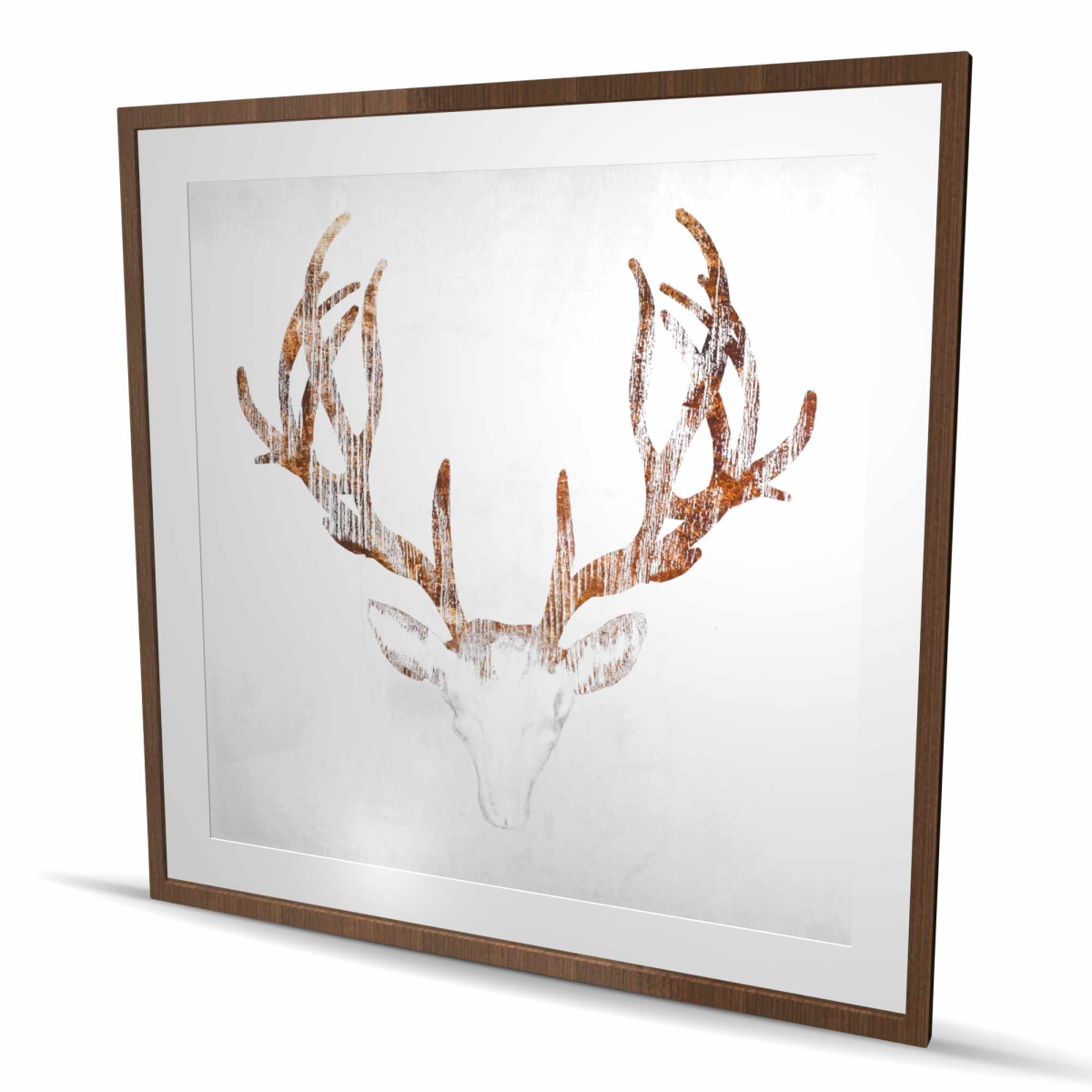 C1FM4848SDRN82 48 x 48 in. Wood Looking Deer Head Print Wall Art - Brown Framed Home Decor